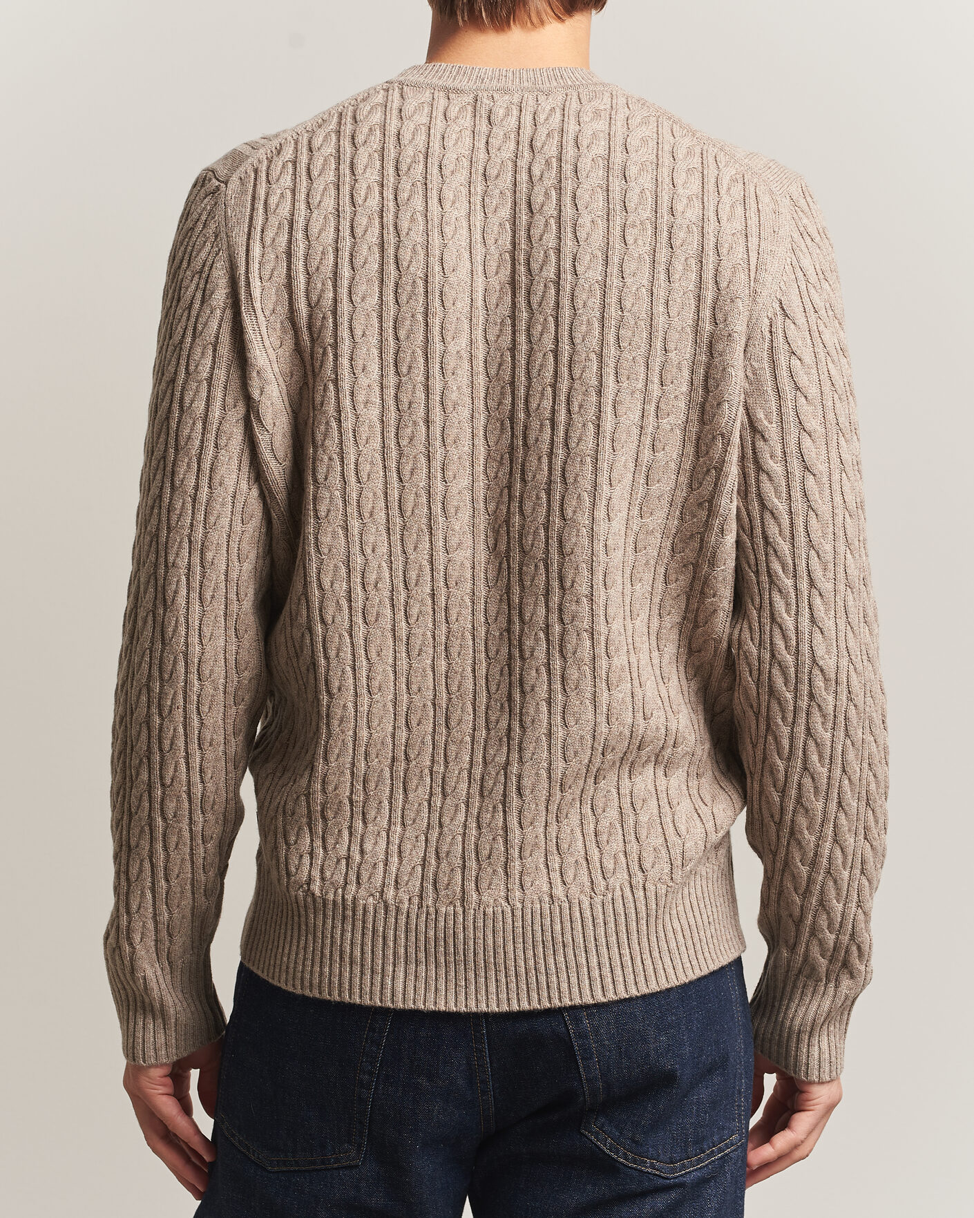 Herre | Trøjer | BOSS BLACK | Furlan Wool/Cashmere Cable Crew Neck Open Brown