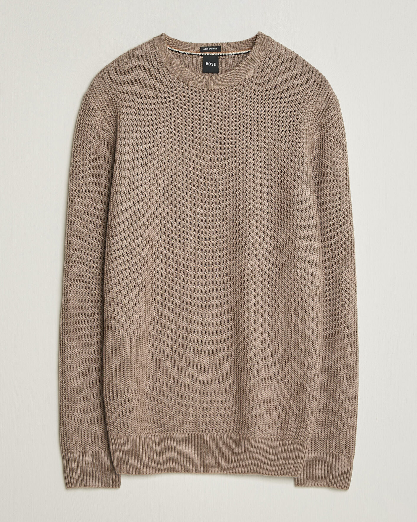 Herre | Trøjer | BOSS BLACK | Fiocchetto Wool/Cashmere Crew Neck Open Brown