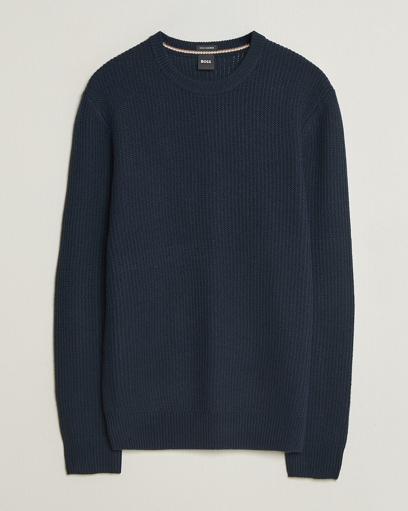 Herre | Trøjer | BOSS BLACK | Fiocchetto Wool/Cashmere Crew Neck Dark Blue
