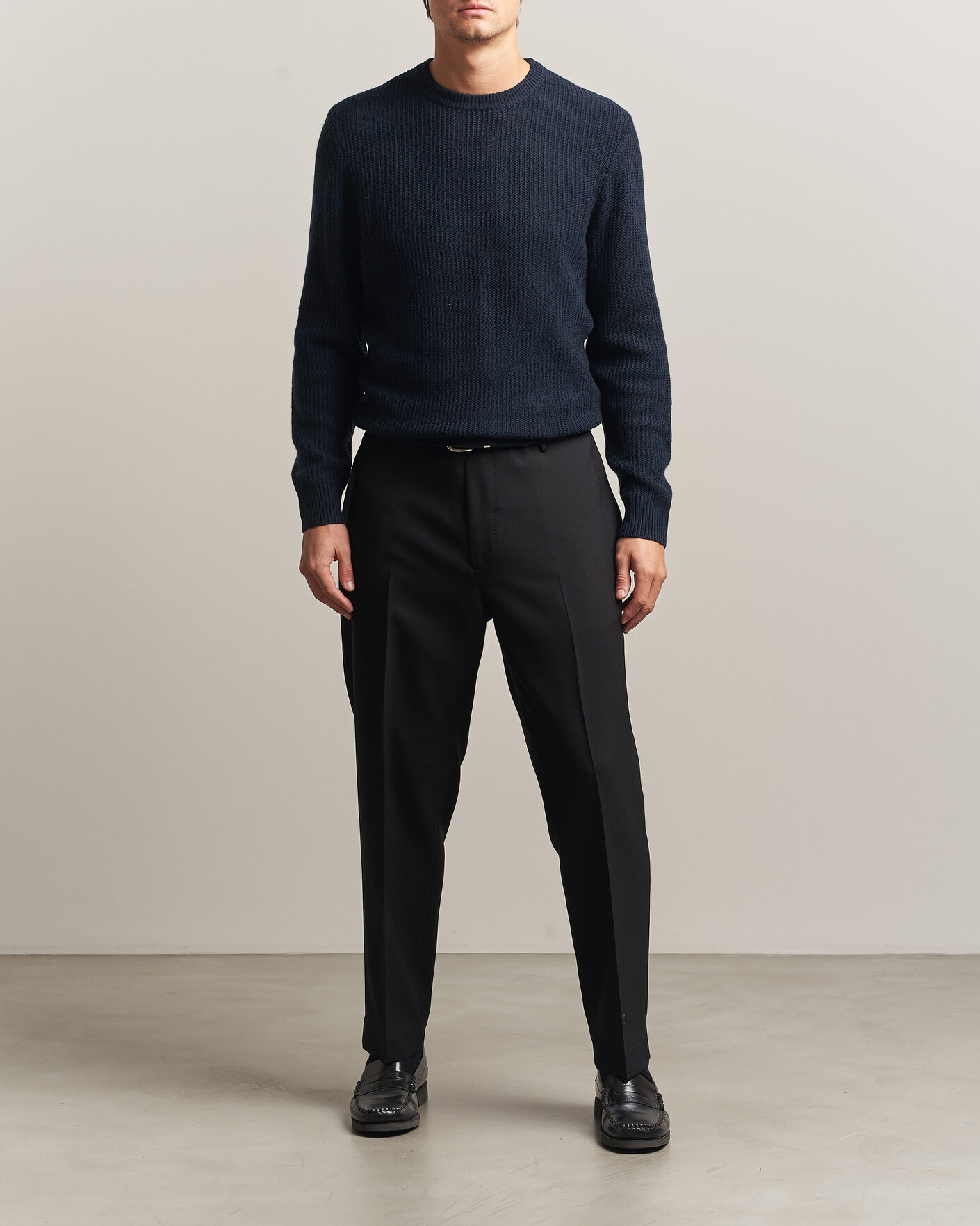 Herre | Trøjer | BOSS BLACK | Fiocchetto Wool/Cashmere Crew Neck Dark Blue