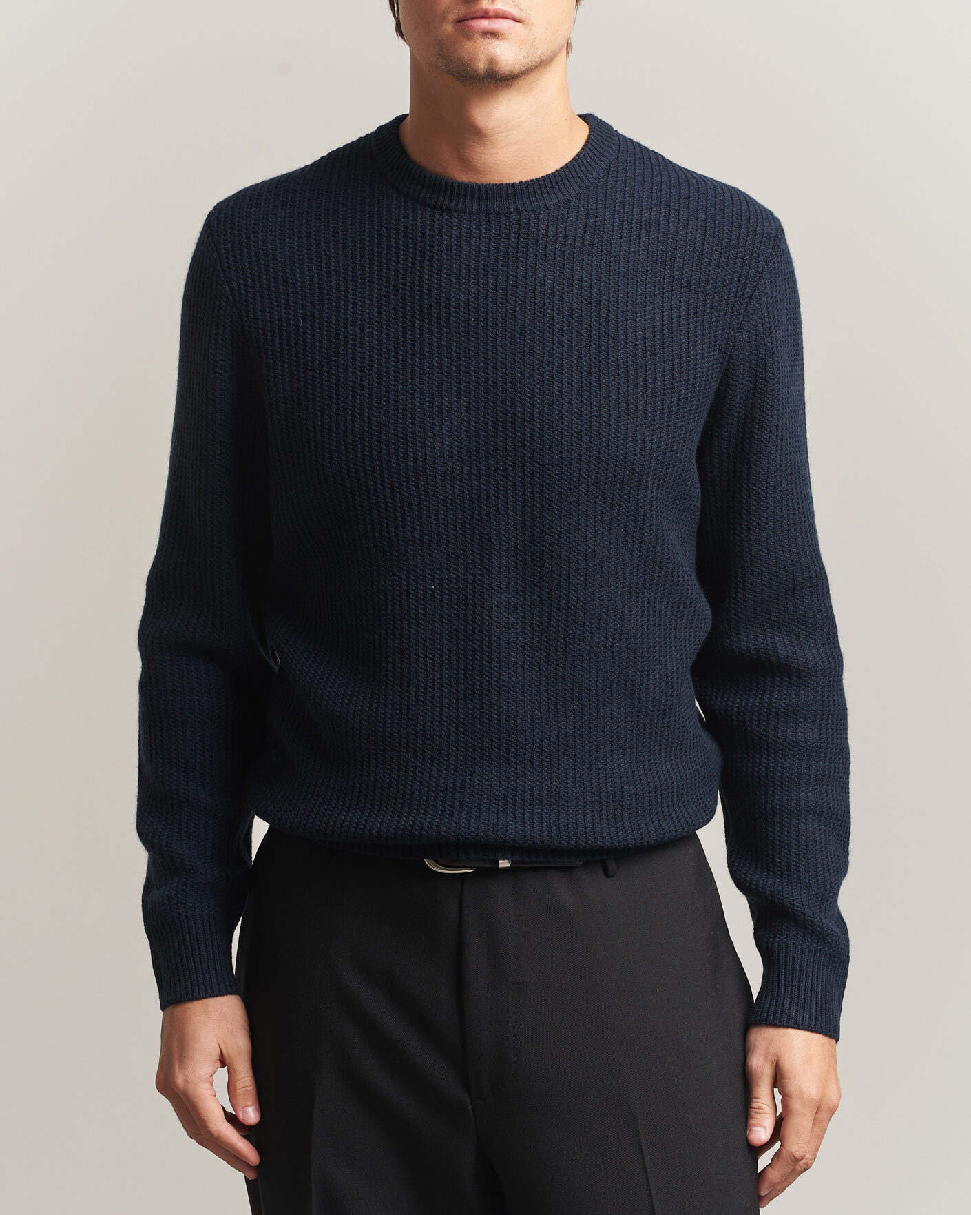 Herre | Trøjer | BOSS BLACK | Fiocchetto Wool/Cashmere Crew Neck Dark Blue