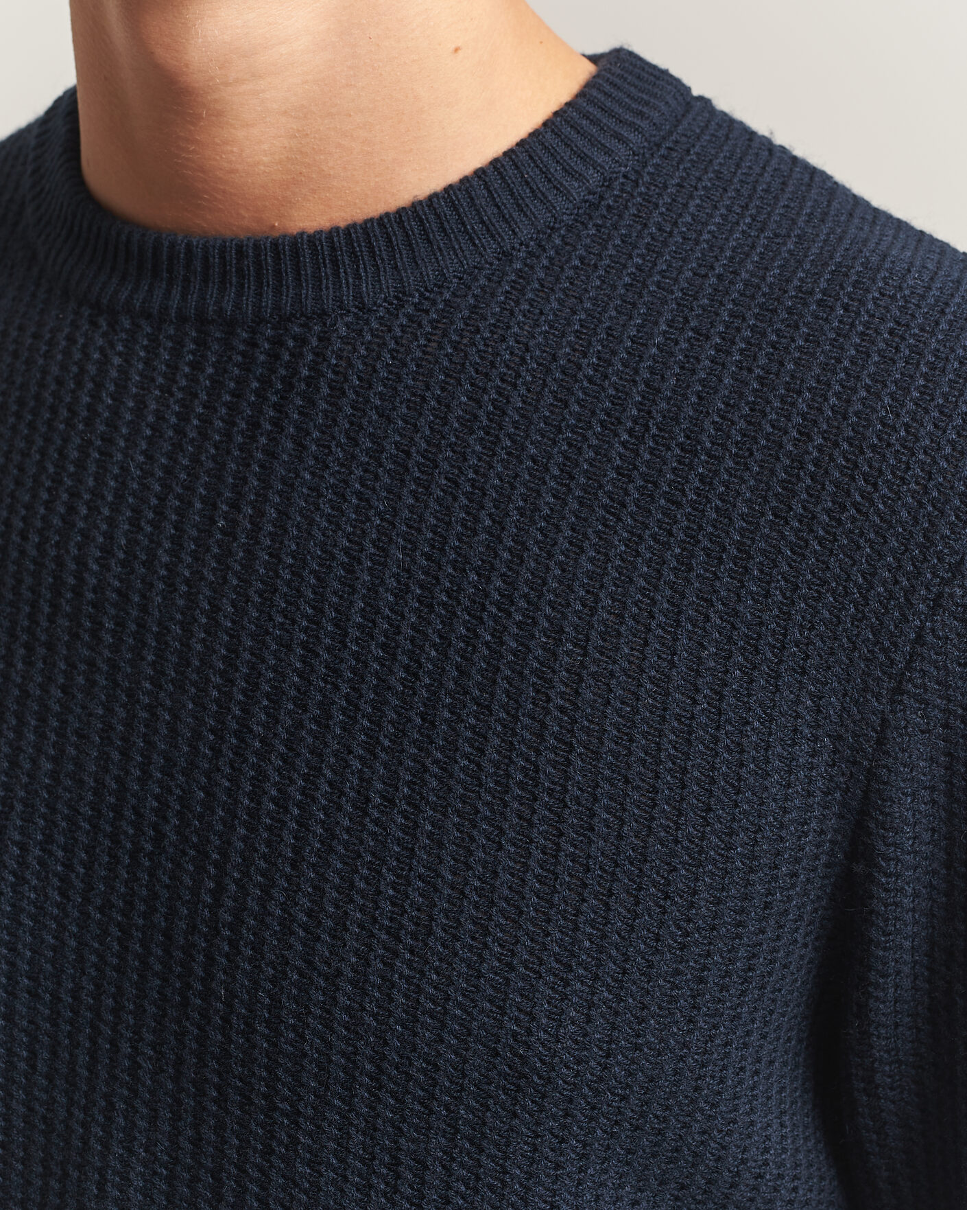 Herre | Trøjer | BOSS BLACK | Fiocchetto Wool/Cashmere Crew Neck Dark Blue