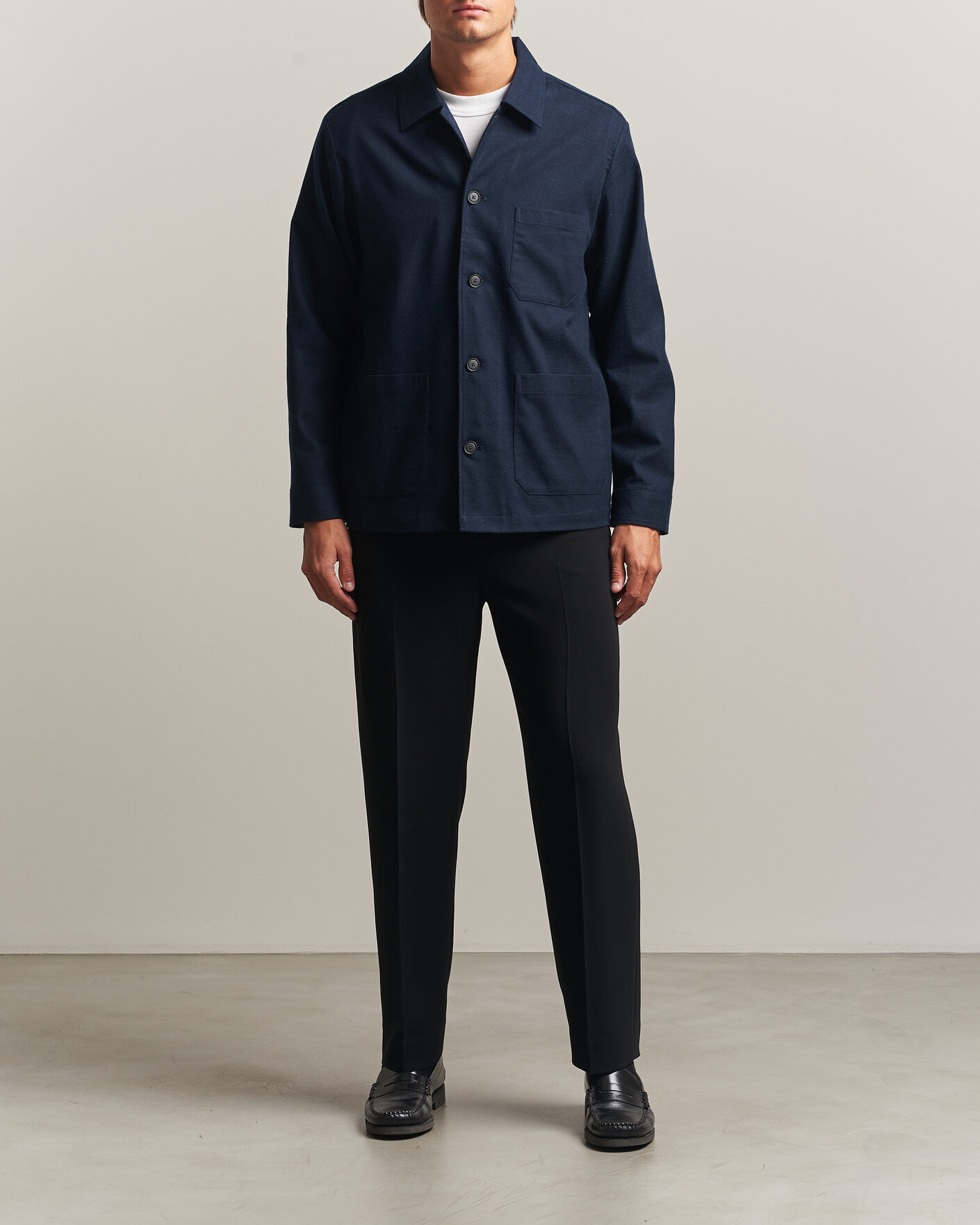 Herre | Skjorter | BOSS BLACK | Cai Cotton Overshirt Dark Blue