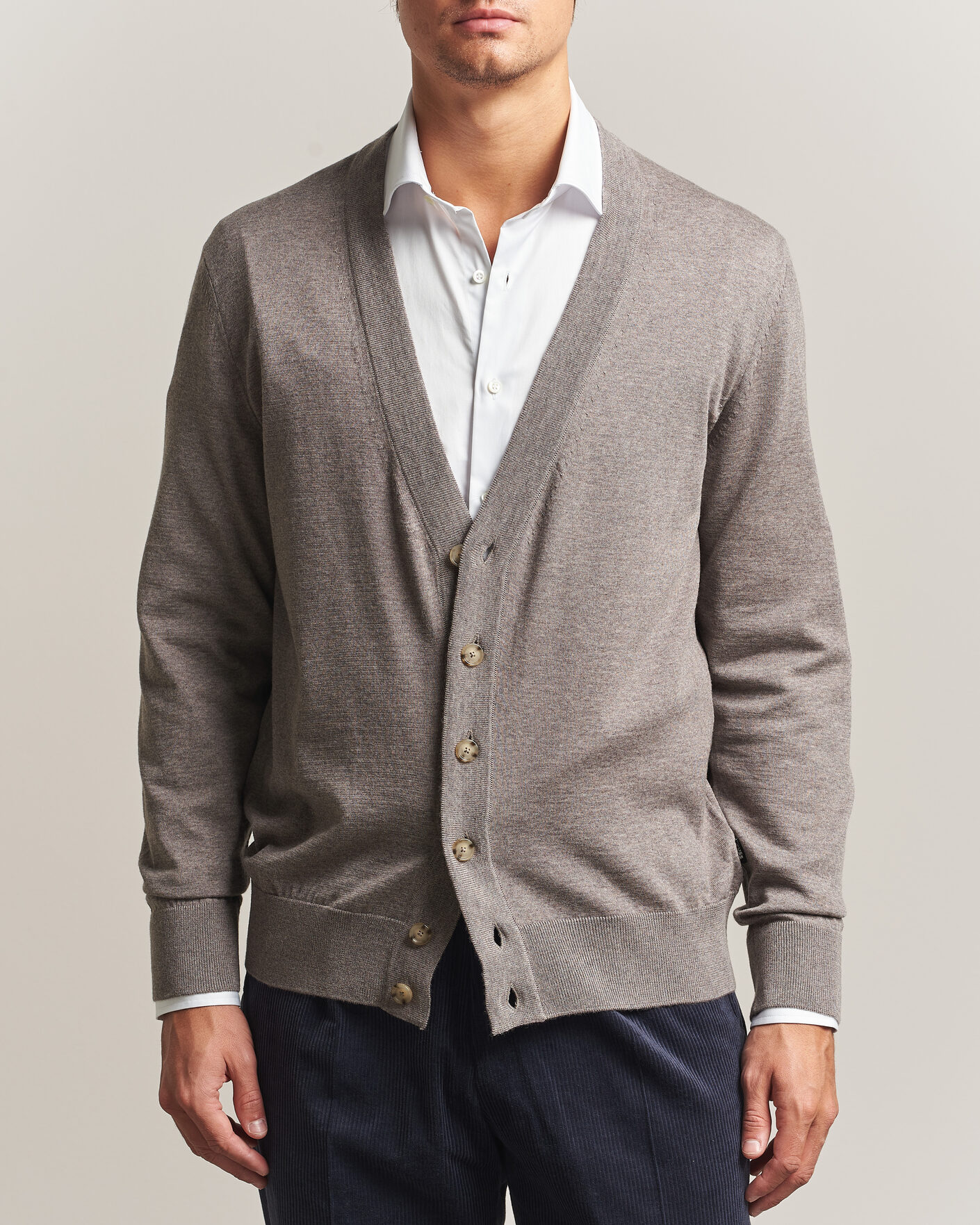 Herre | Trøjer | BOSS BLACK | Mardon Wool Cardigan Open Brown