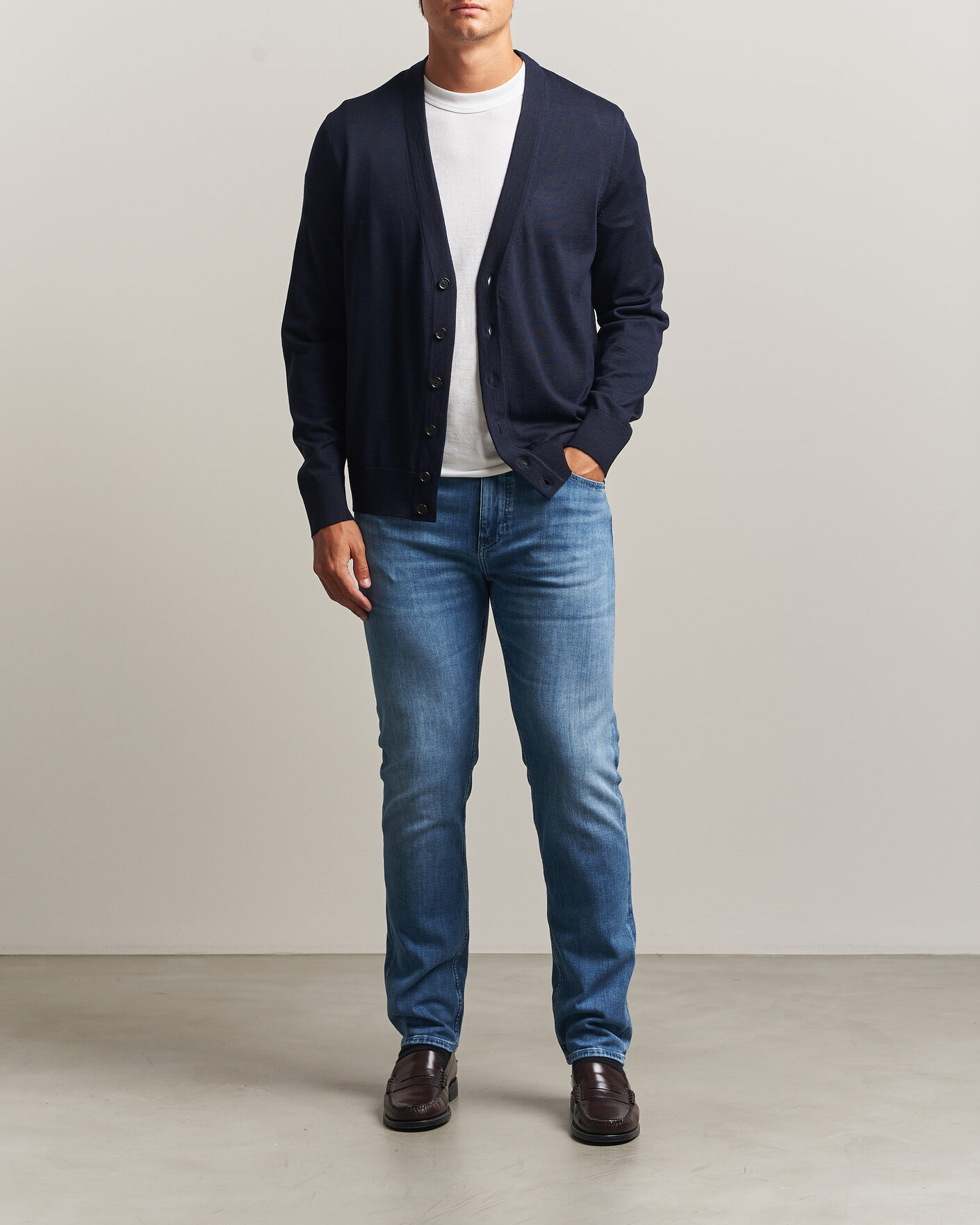 Herre | Trøjer | BOSS BLACK | Mardon Wool Cardigan Dark Blue