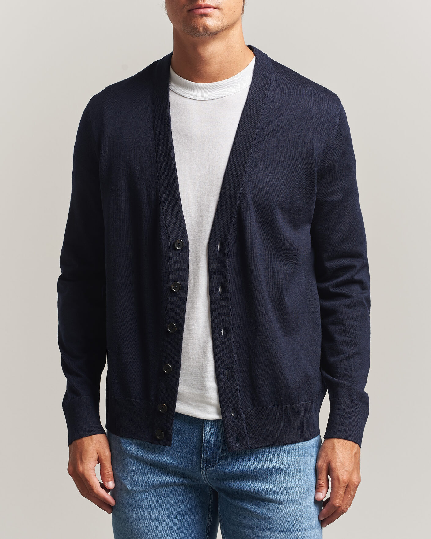 Herre | Trøjer | BOSS BLACK | Mardon Wool Cardigan Dark Blue
