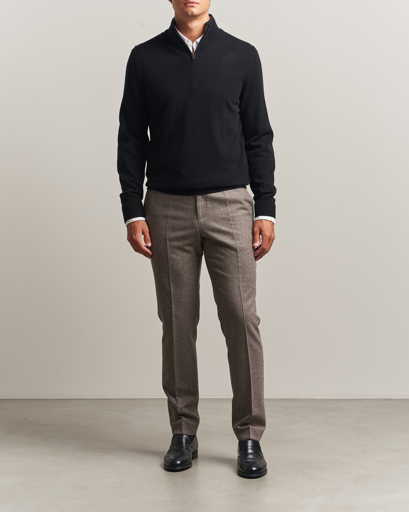 Herre | Trøjer | BOSS BLACK | Hemarlo Wool/Cashmere Half Zip Black