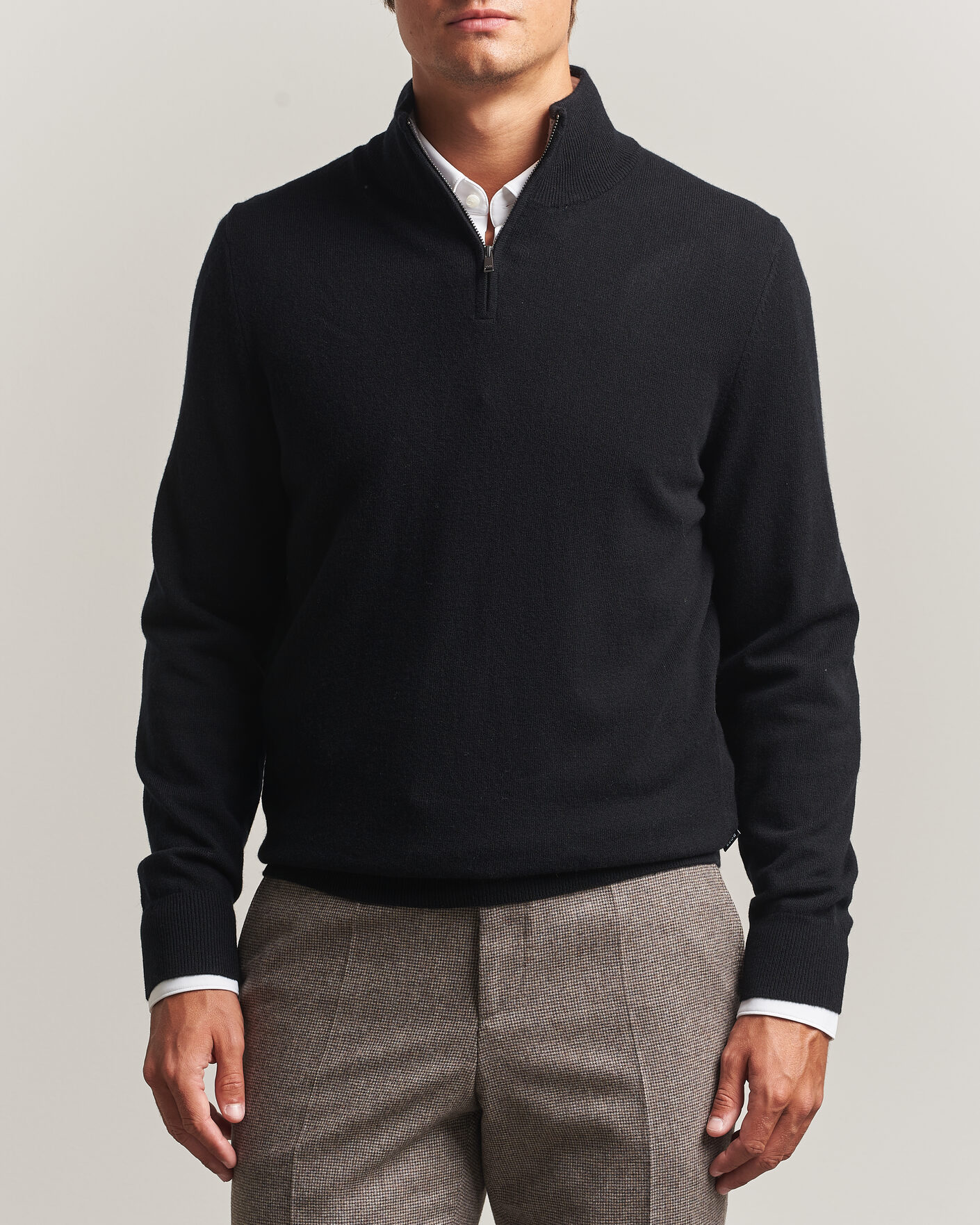 Herre | Trøjer | BOSS BLACK | Hemarlo Wool/Cashmere Half Zip Black