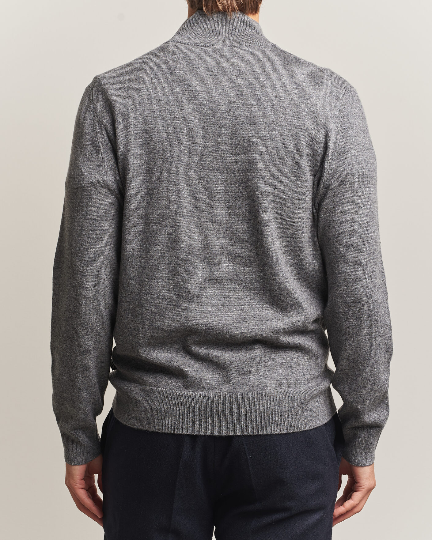 Herre | Trøjer | BOSS BLACK | Hemarlo Wool/Cashmere Half Zip Medium Grey