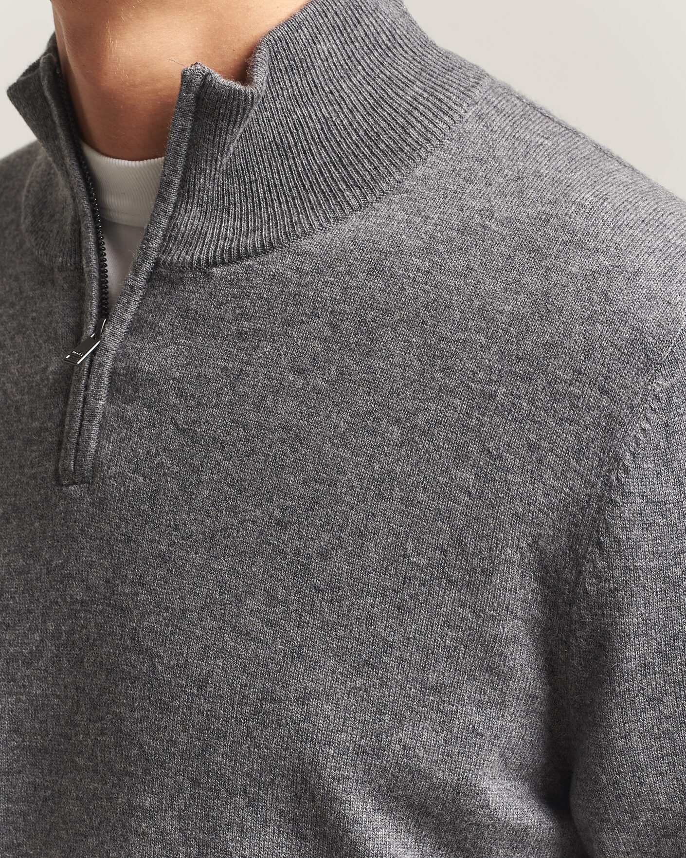 Herre | Trøjer | BOSS BLACK | Hemarlo Wool/Cashmere Half Zip Medium Grey