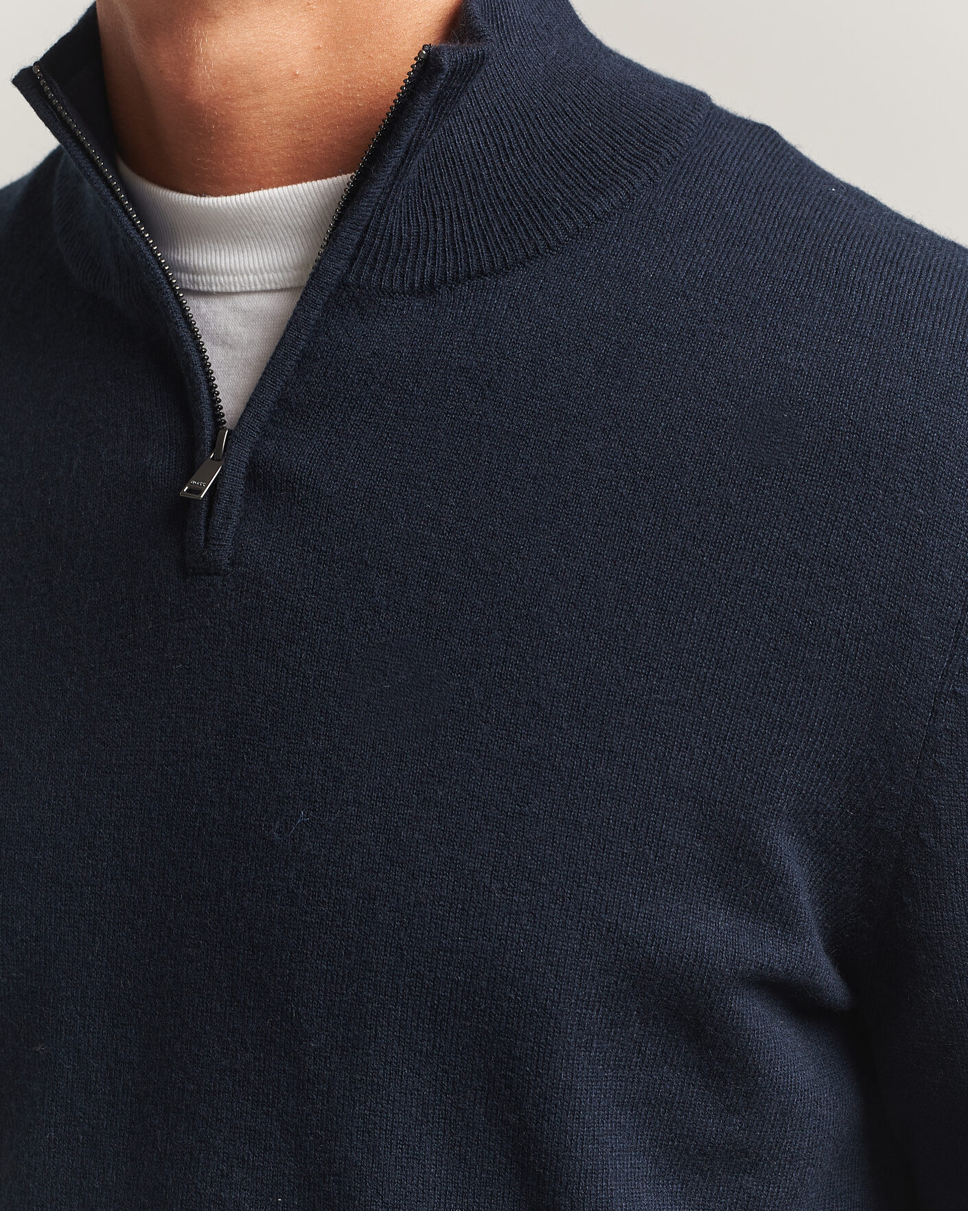 Herre | Trøjer | BOSS BLACK | Hemarlo Wool/Cashmere Half Zip Dark Blue