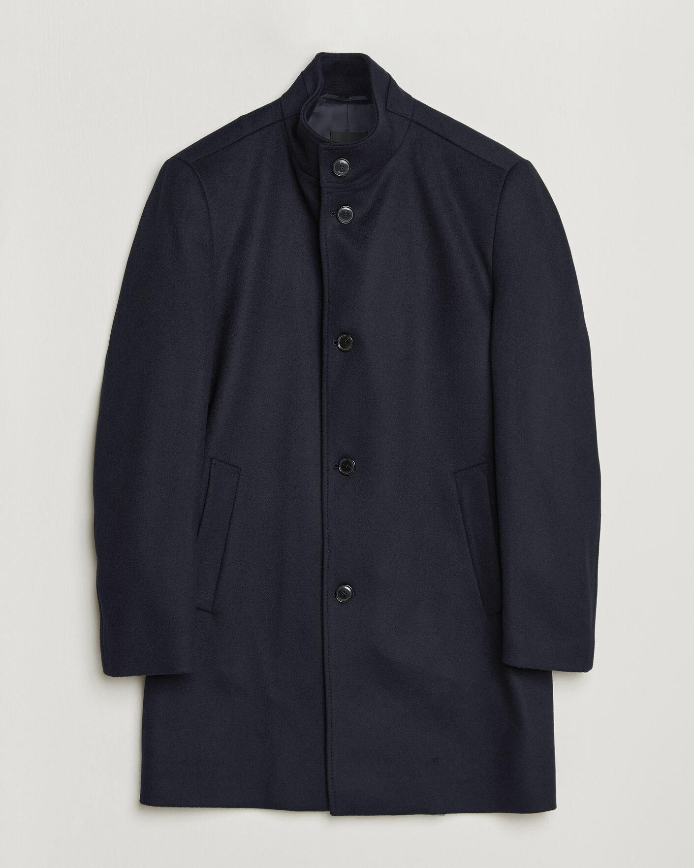 Herre | Jakker | BOSS BLACK | Hyde Wool Stand Up Collar Coat Dark Blue