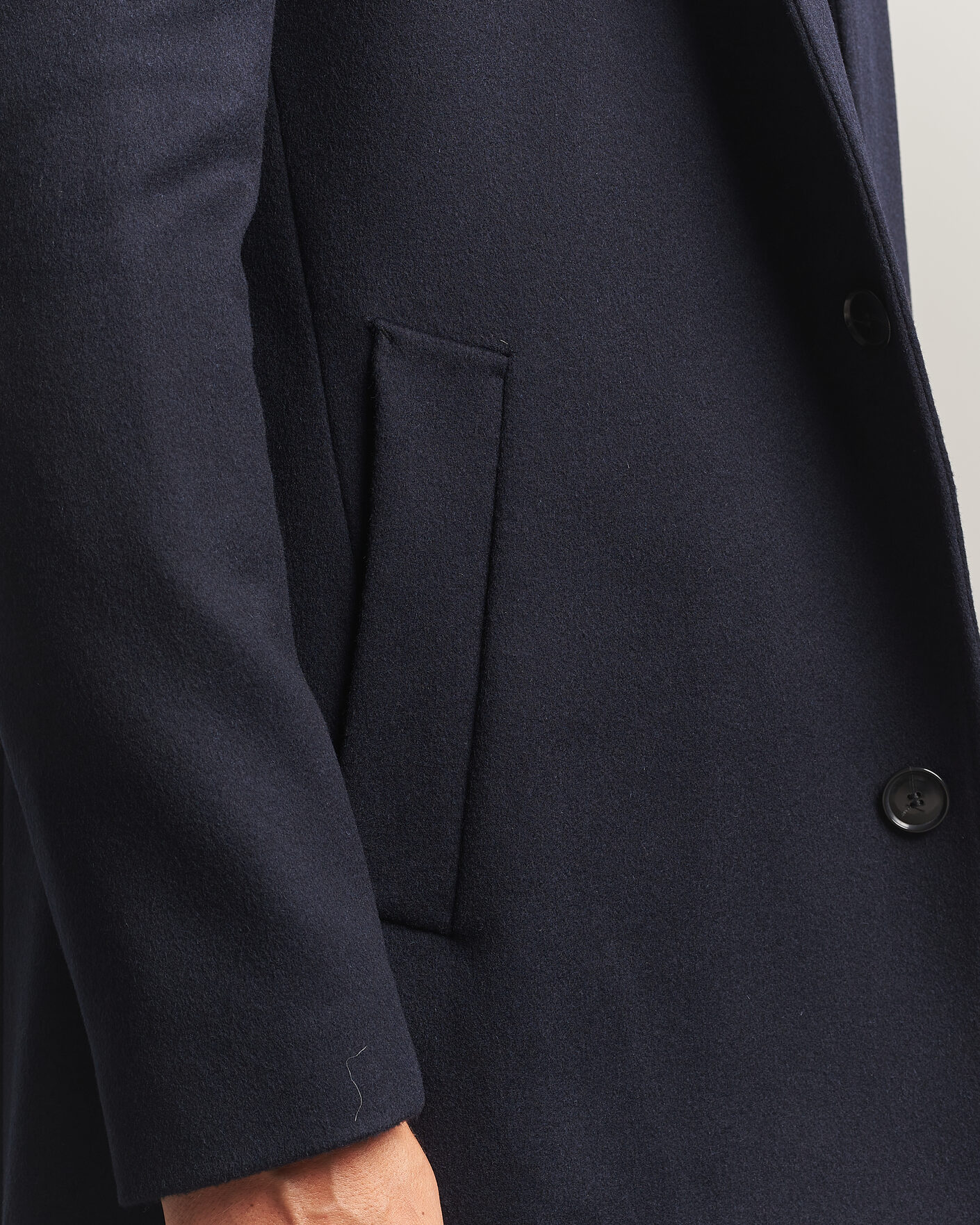 Herre | Jakker | BOSS BLACK | Hyde Wool Stand Up Collar Coat Dark Blue