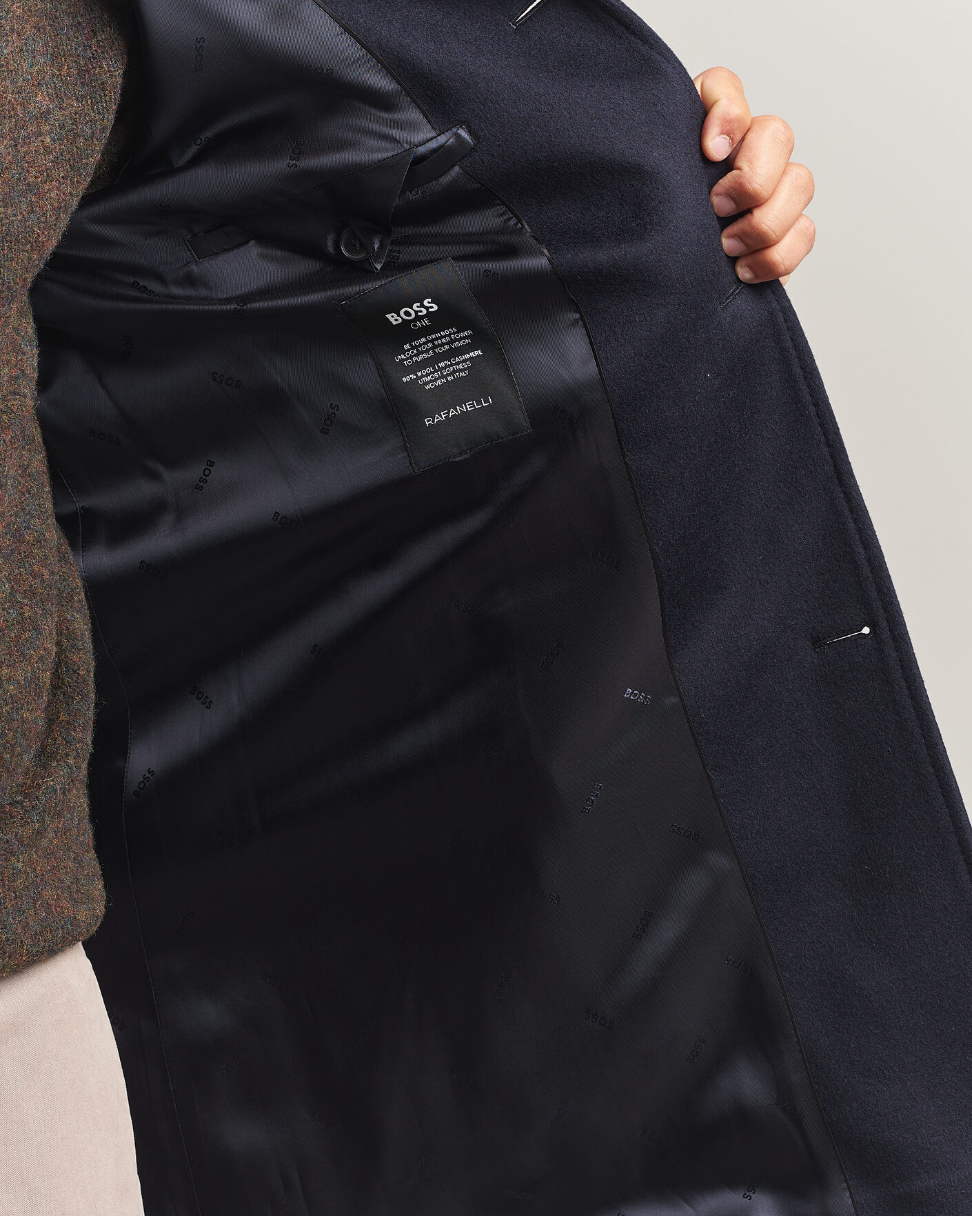 Herre | Jakker | BOSS BLACK | Hyde Wool Stand Up Collar Coat Dark Blue