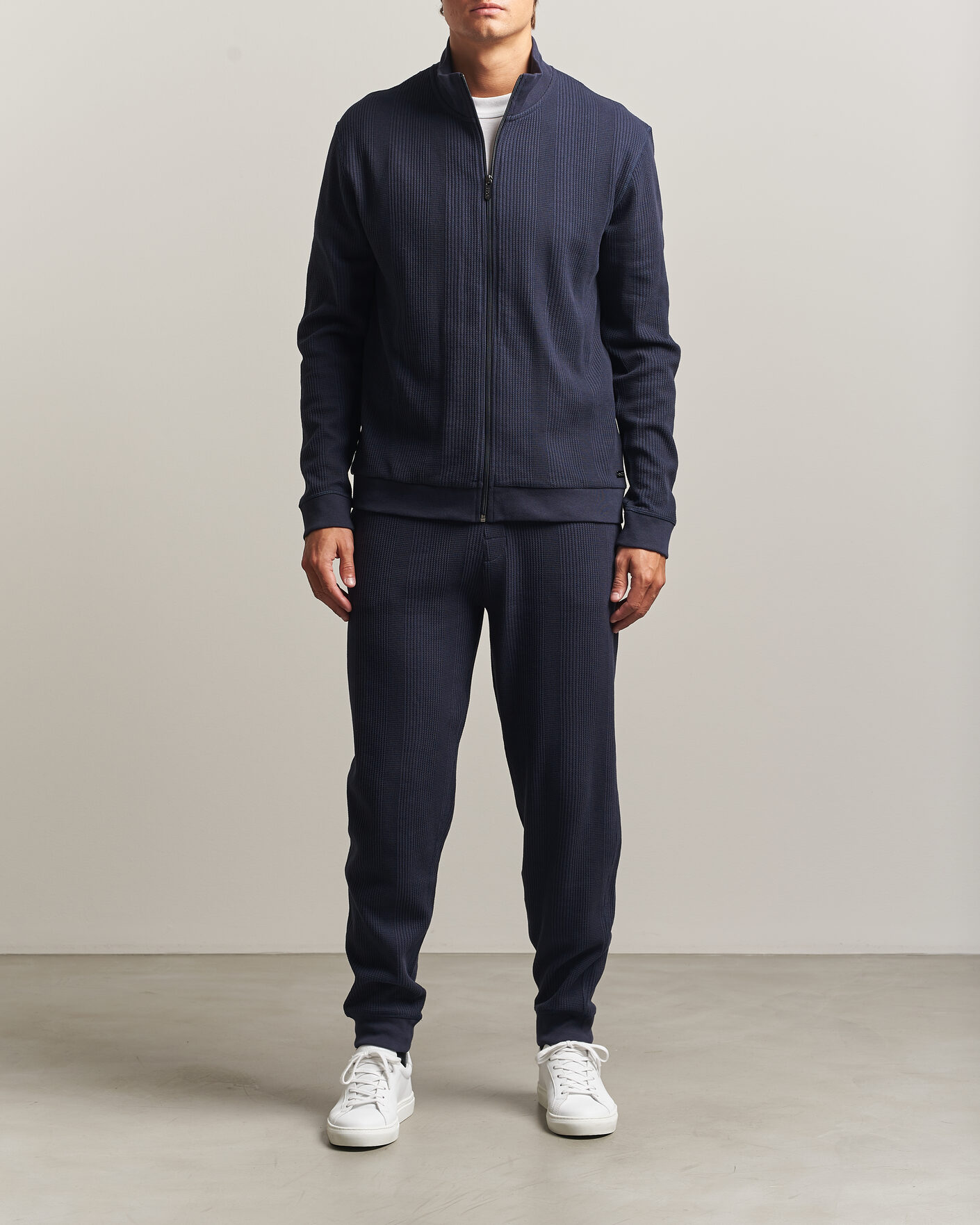 Herre | Trøjer | BOSS BLACK | Structured Loungewear Full Zip Dark Blue