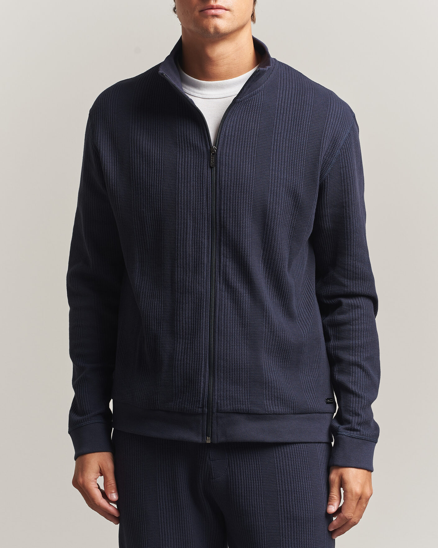 Herre | Trøjer | BOSS BLACK | Structured Loungewear Full Zip Dark Blue