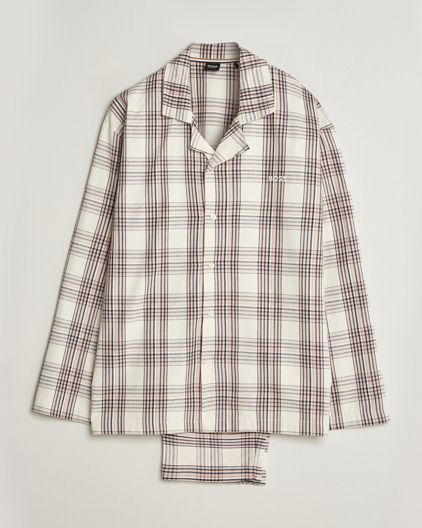 Herre | Pyjamas & Morgenkåber | BOSS BLACK | Checked Flannel Pyjama Set Open White