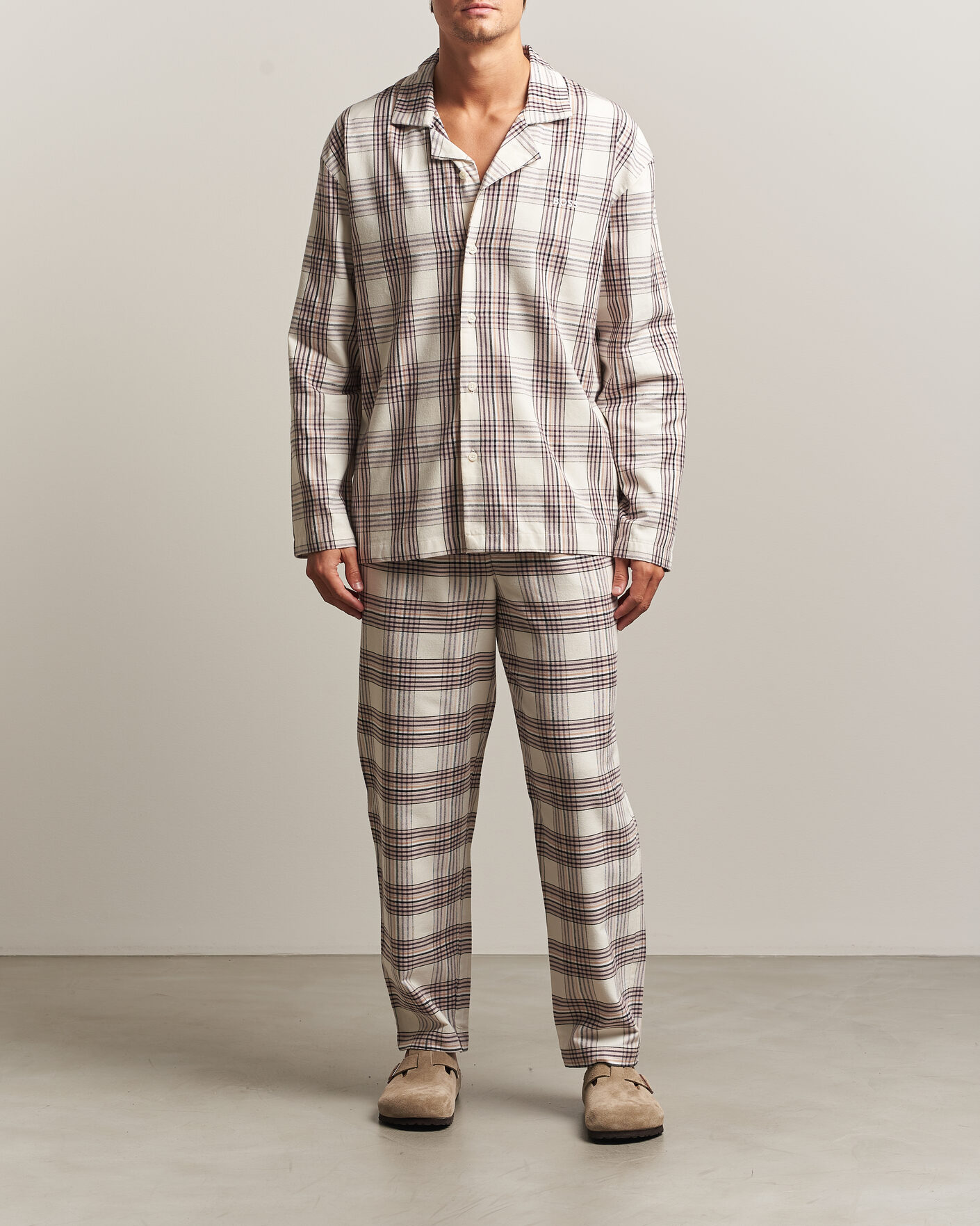 Herre | Pyjamas & Morgenkåber | BOSS BLACK | Checked Flannel Pyjama Set Open White