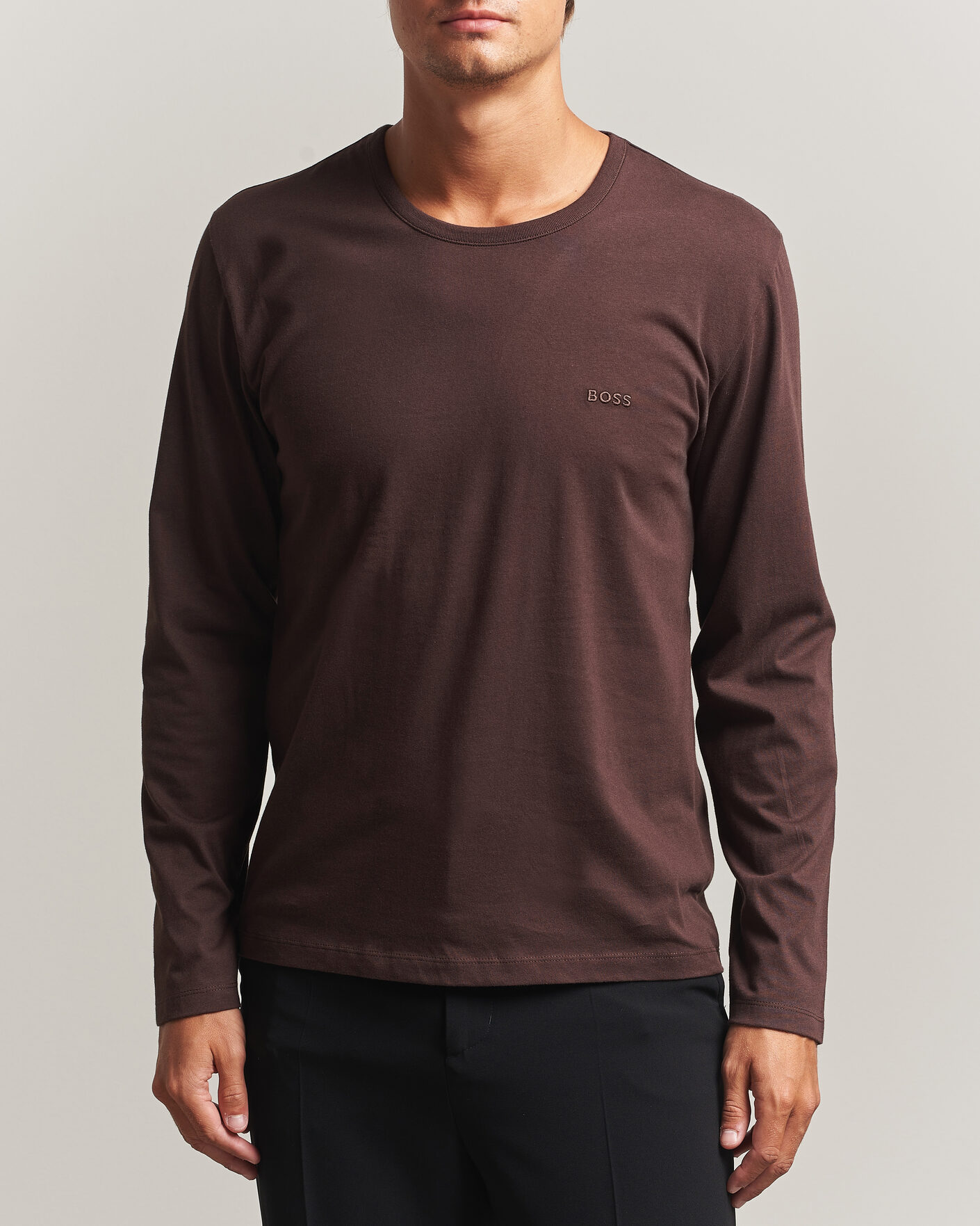 Herre | T-Shirts | BOSS BLACK | 3-Pack Long Sleeve T-Shirt White/Black/Brown