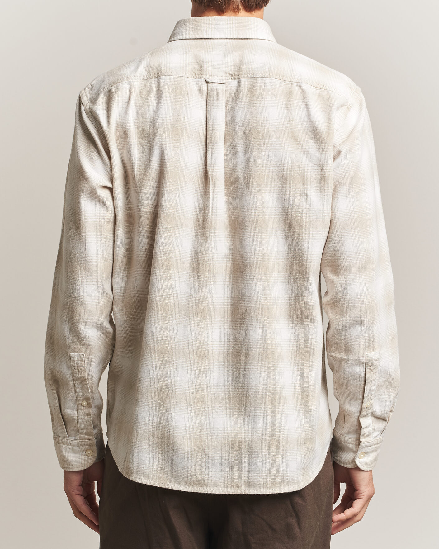 Herre | Skjorter | BOSS ORANGE | Rickert Brushed Cotton Checked Shirt Light Beige