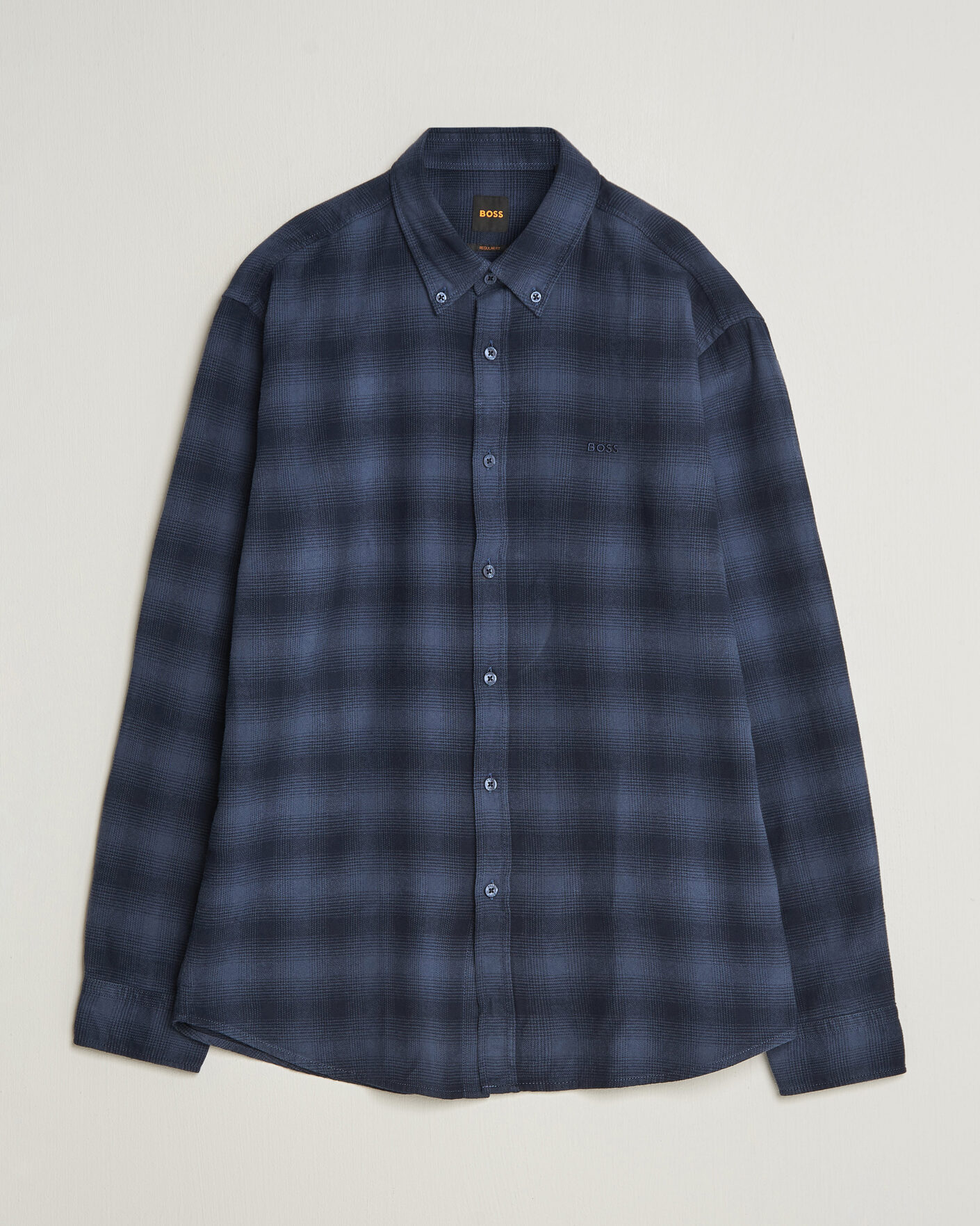 Herre | Skjorter | BOSS ORANGE | Rickert Brushed Cotton Checked Shirt Dark Blue