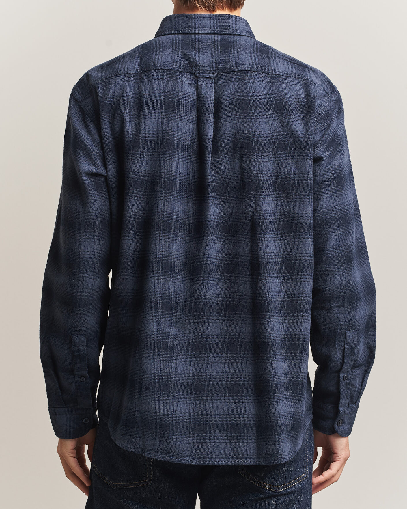 Herre | Skjorter | BOSS ORANGE | Rickert Brushed Cotton Checked Shirt Dark Blue