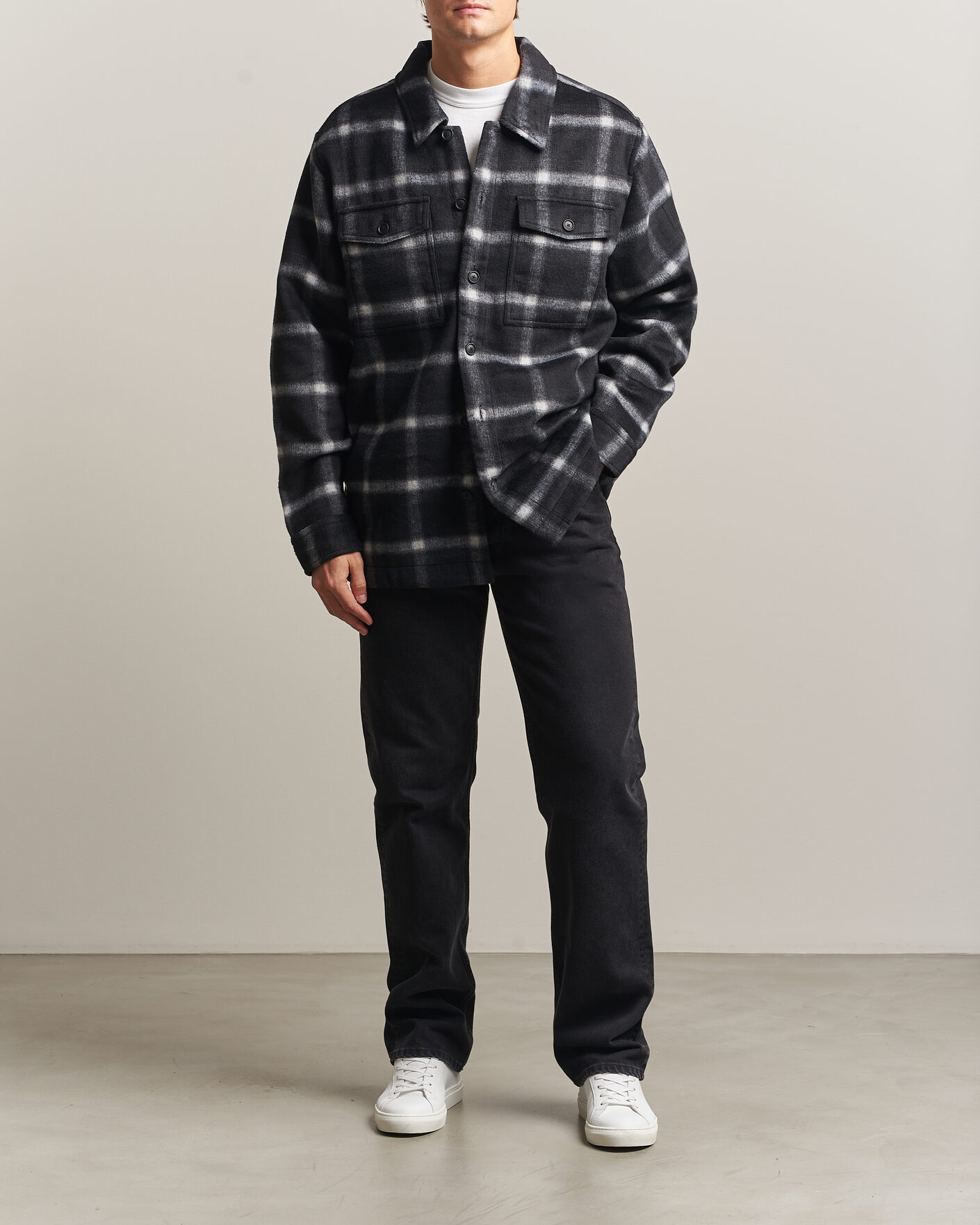 Herre | Jakker | BOSS ORANGE | Losky Flannel Checked Overshirt Black