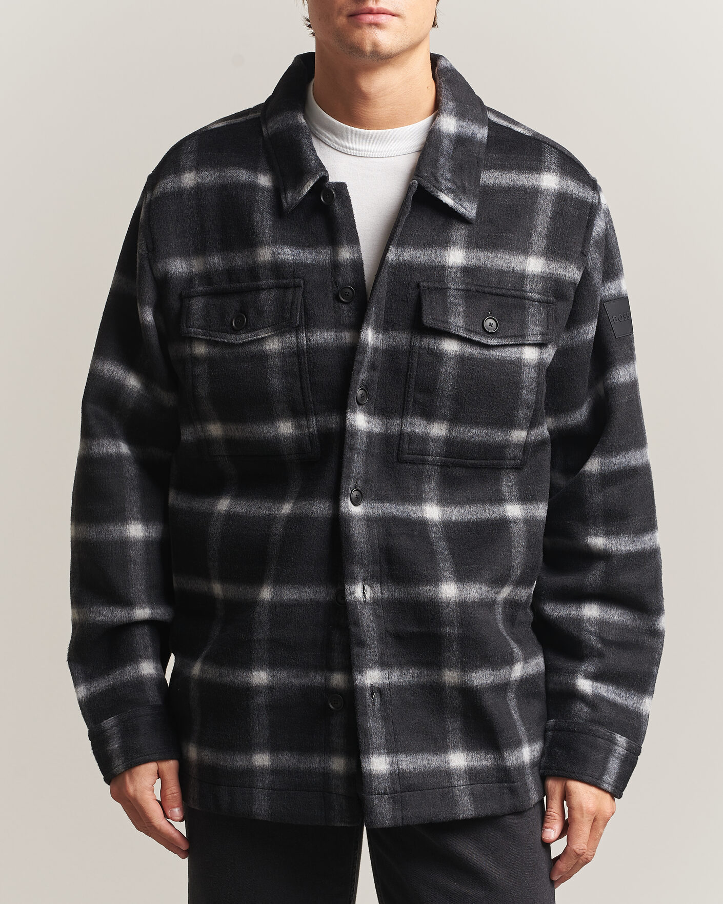 Herre | Jakker | BOSS ORANGE | Losky Flannel Checked Overshirt Black