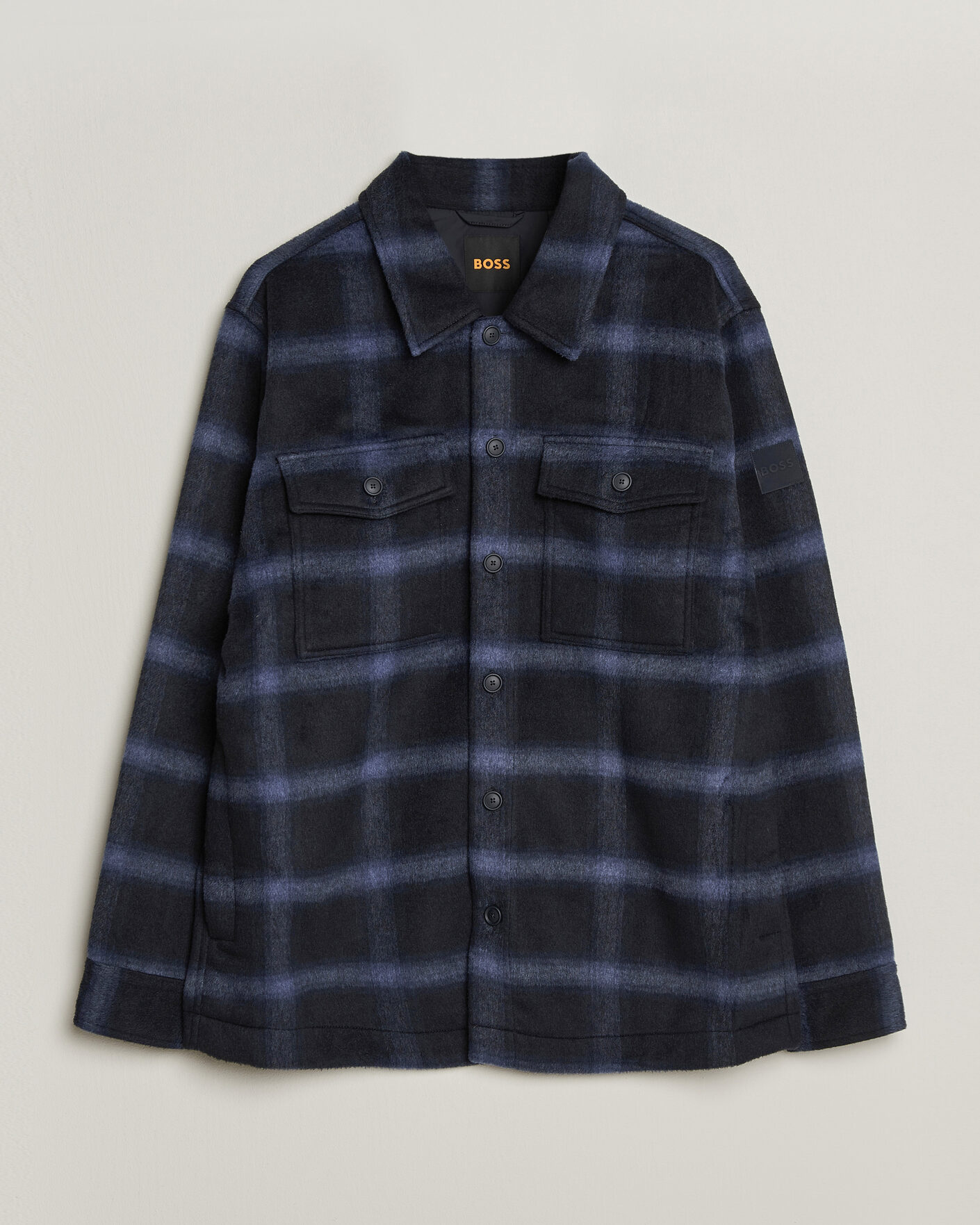 Herre | Jakker | BOSS ORANGE | Losky Flannel Checked Overshirt Dark Blue