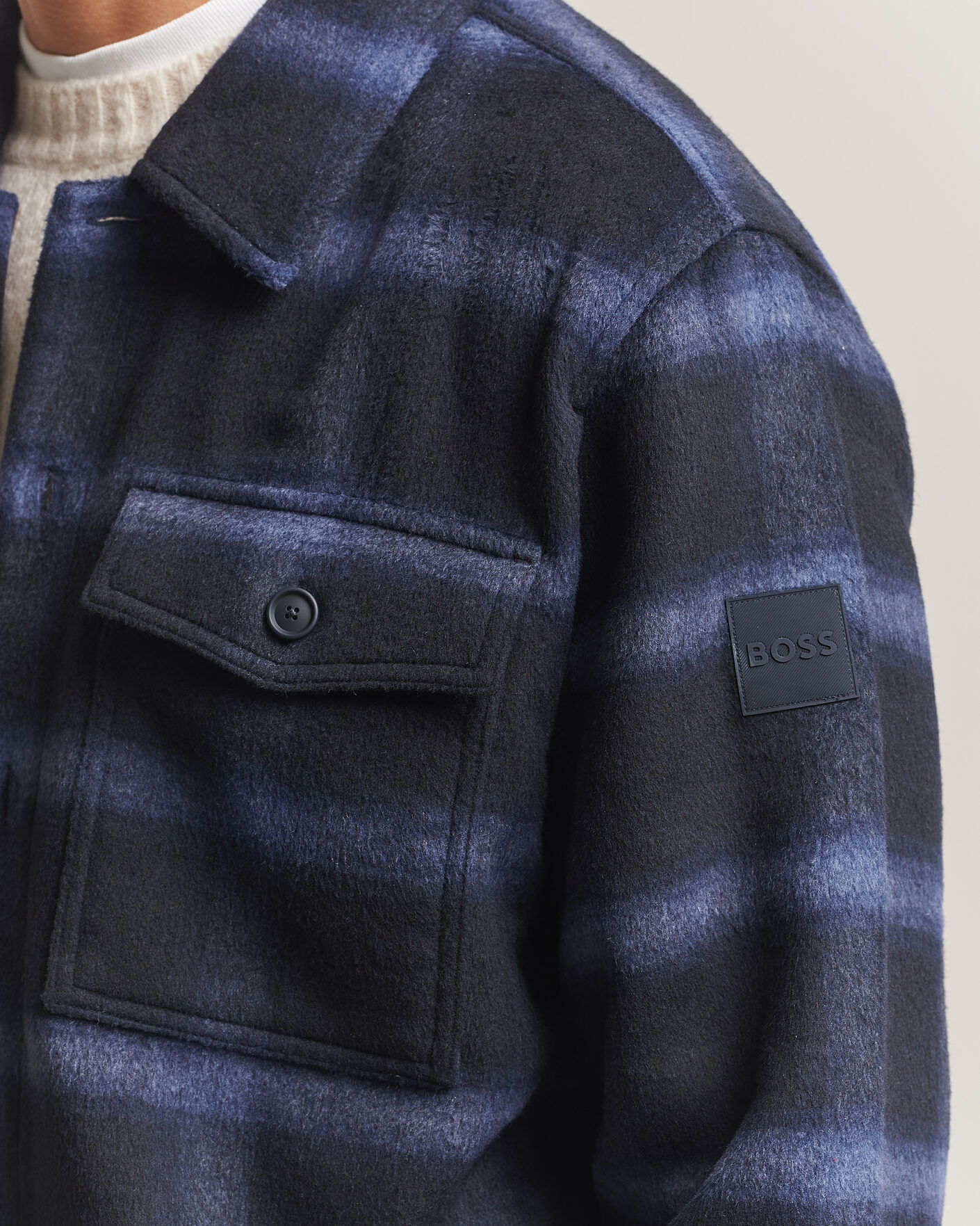 Herre | Jakker | BOSS ORANGE | Losky Flannel Checked Overshirt Dark Blue