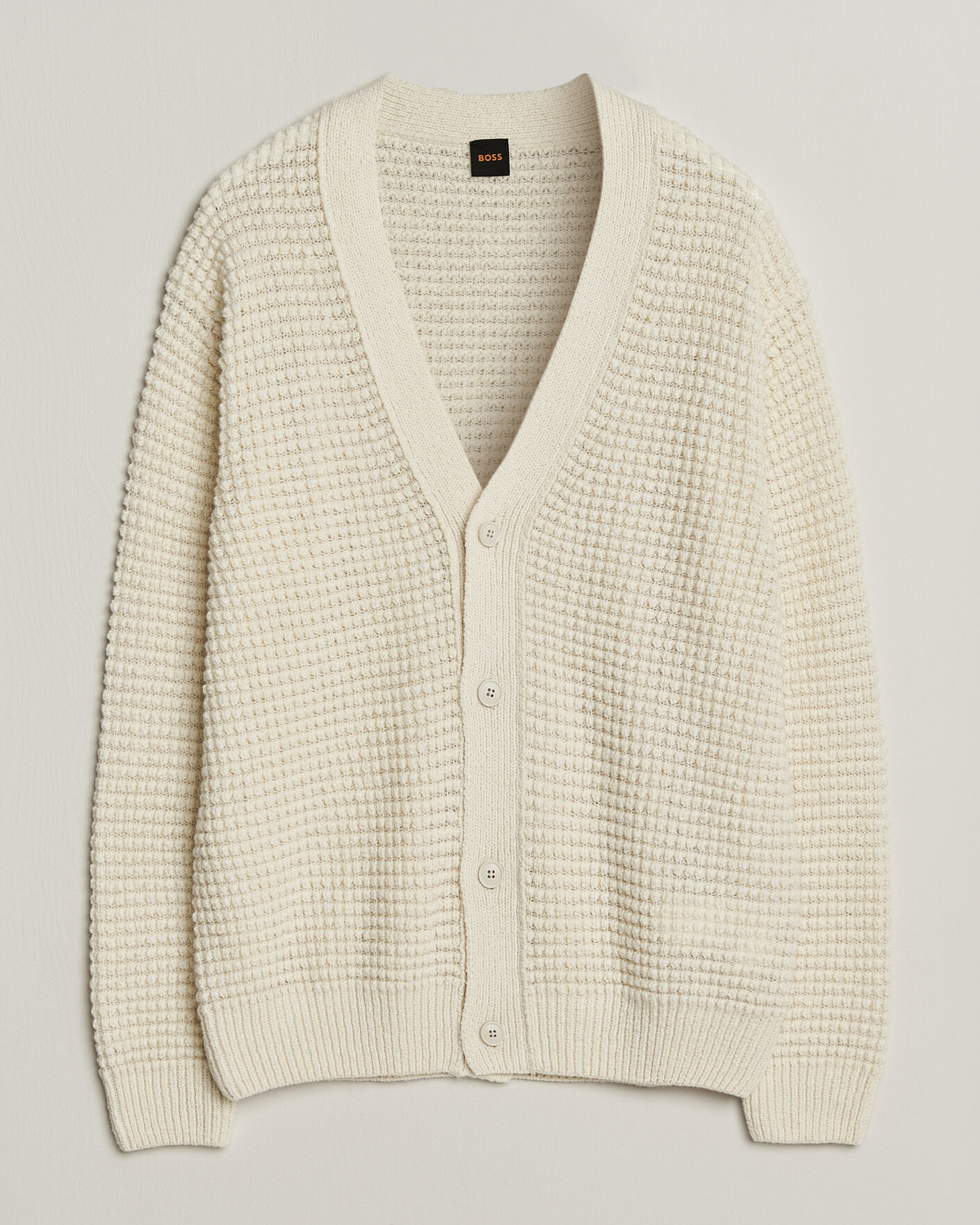 Herre | Trøjer | BOSS ORANGE | Korsico Wool Knitted Cardigan Open White