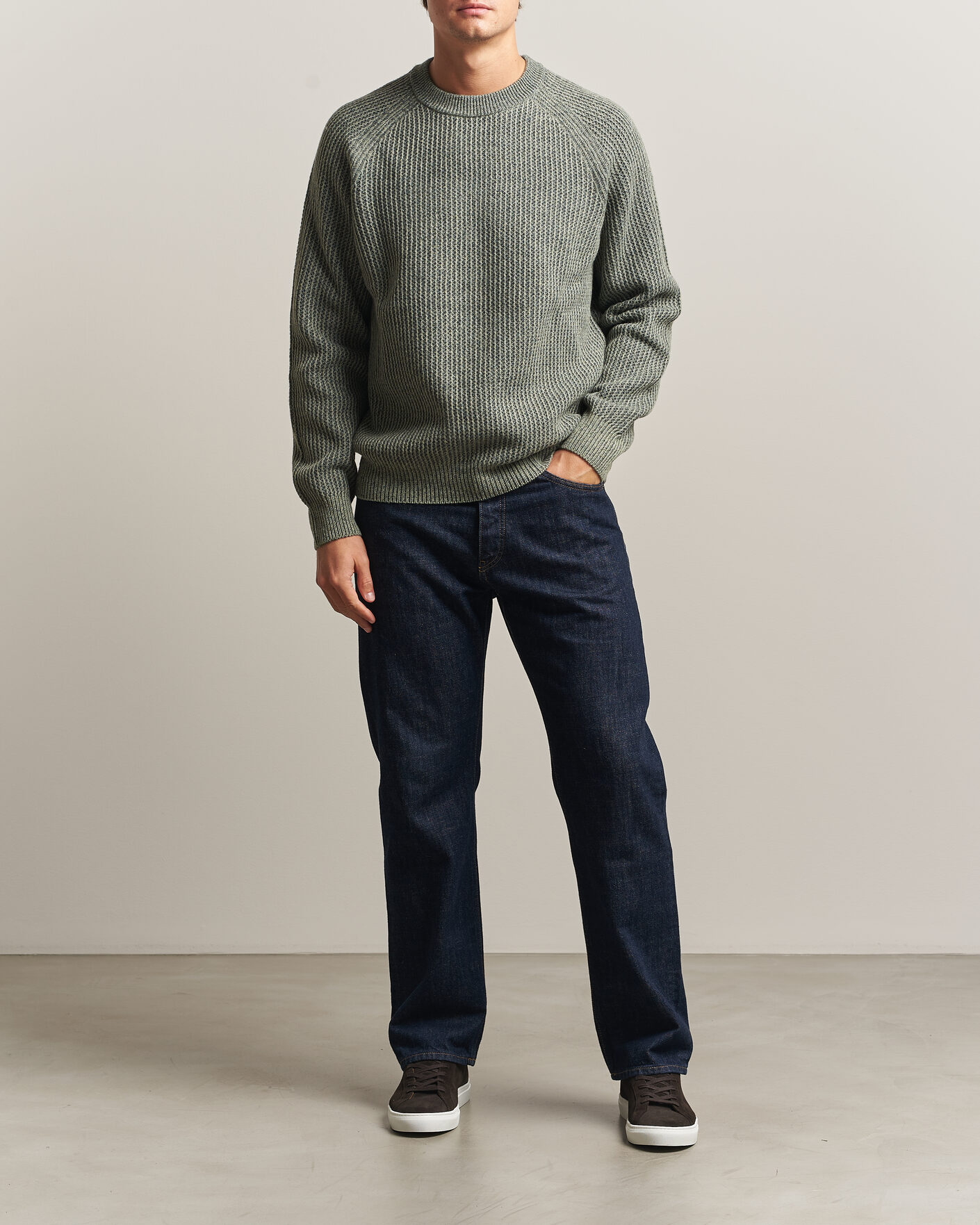 Herre | Trøjer | BOSS ORANGE | Kepler Wool Knitted Sweater Open Green