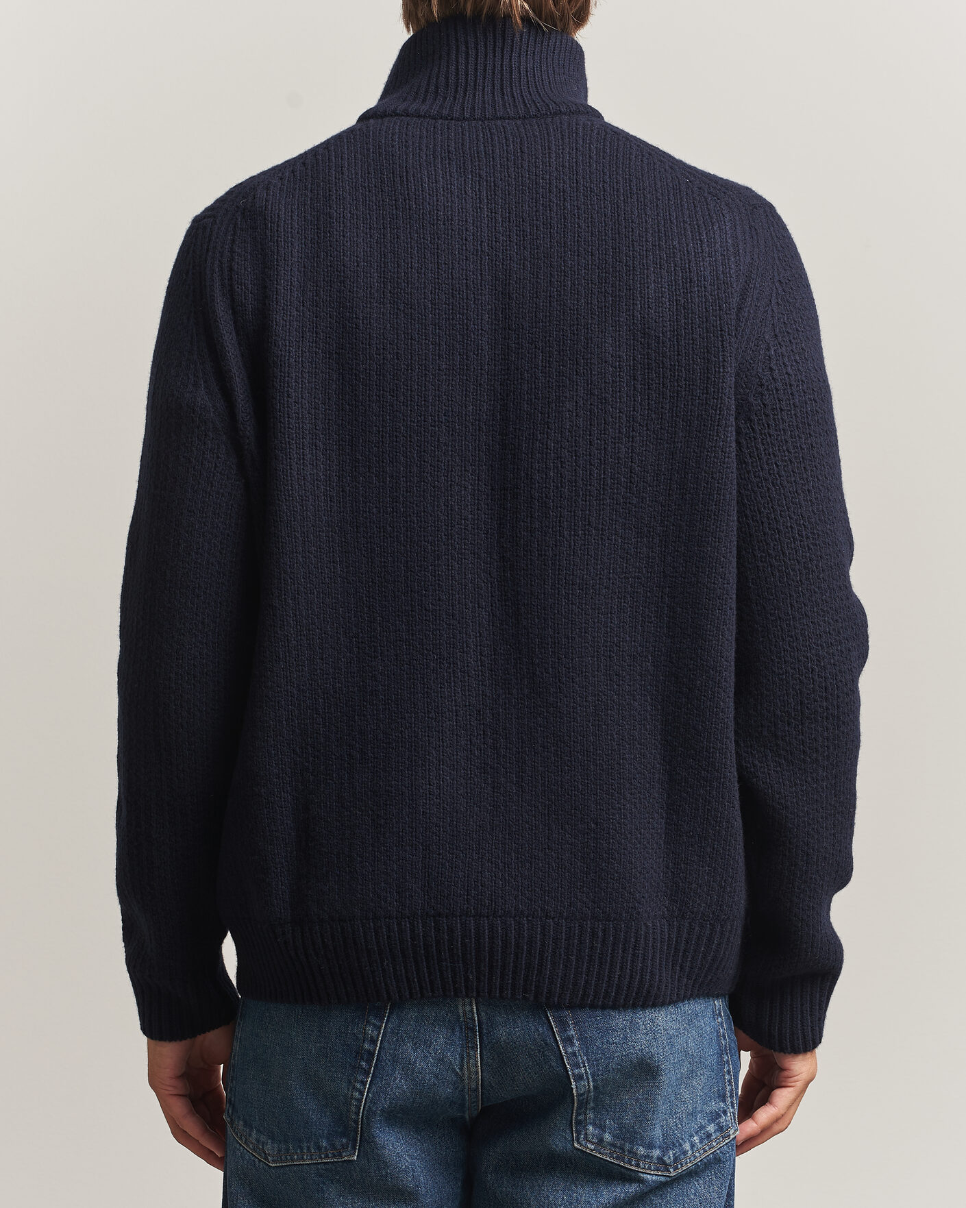 Herre | Trøjer | BOSS ORANGE | Kenter Wool Knitted Half Zip Dark Blue
