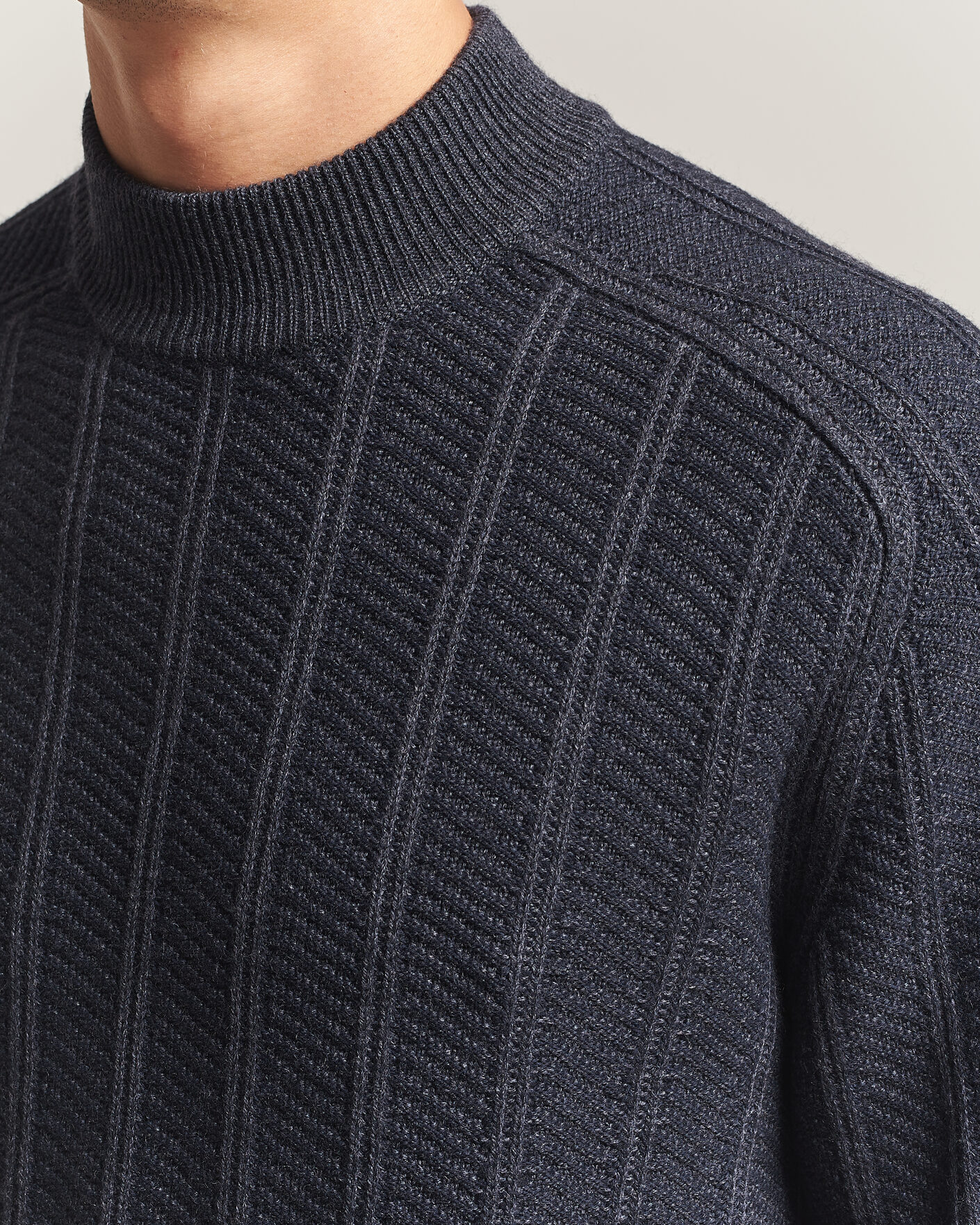 Herre | Trøjer | BOSS ORANGE | Katoolo Wool/Cotton Knitted Turtleneck Dark Blue