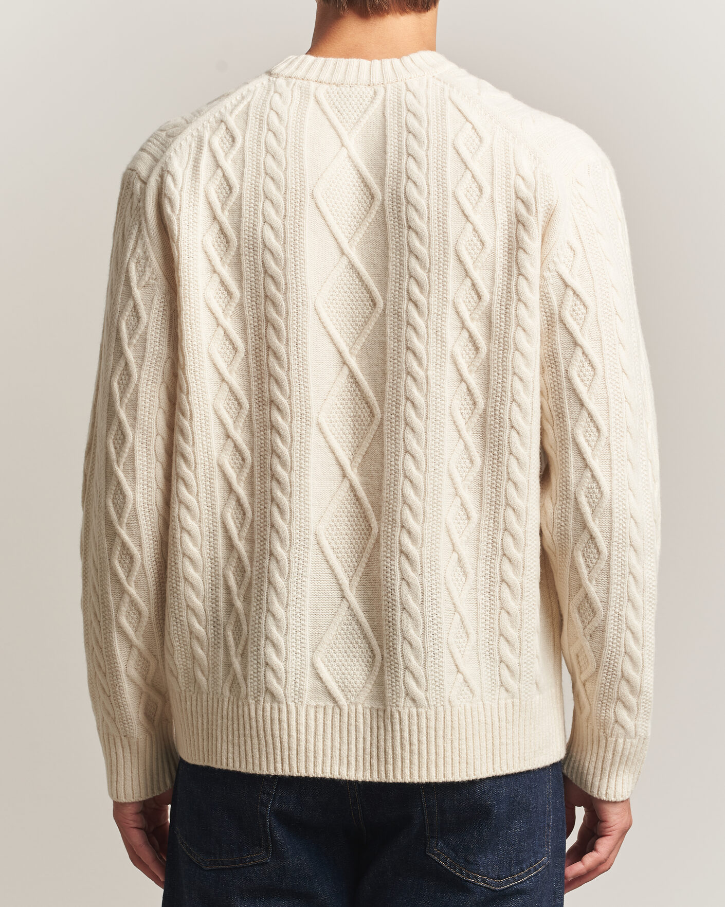 Herre | Trøjer | BOSS ORANGE | Atreccio Wool Structured Knitted Sweater Open White