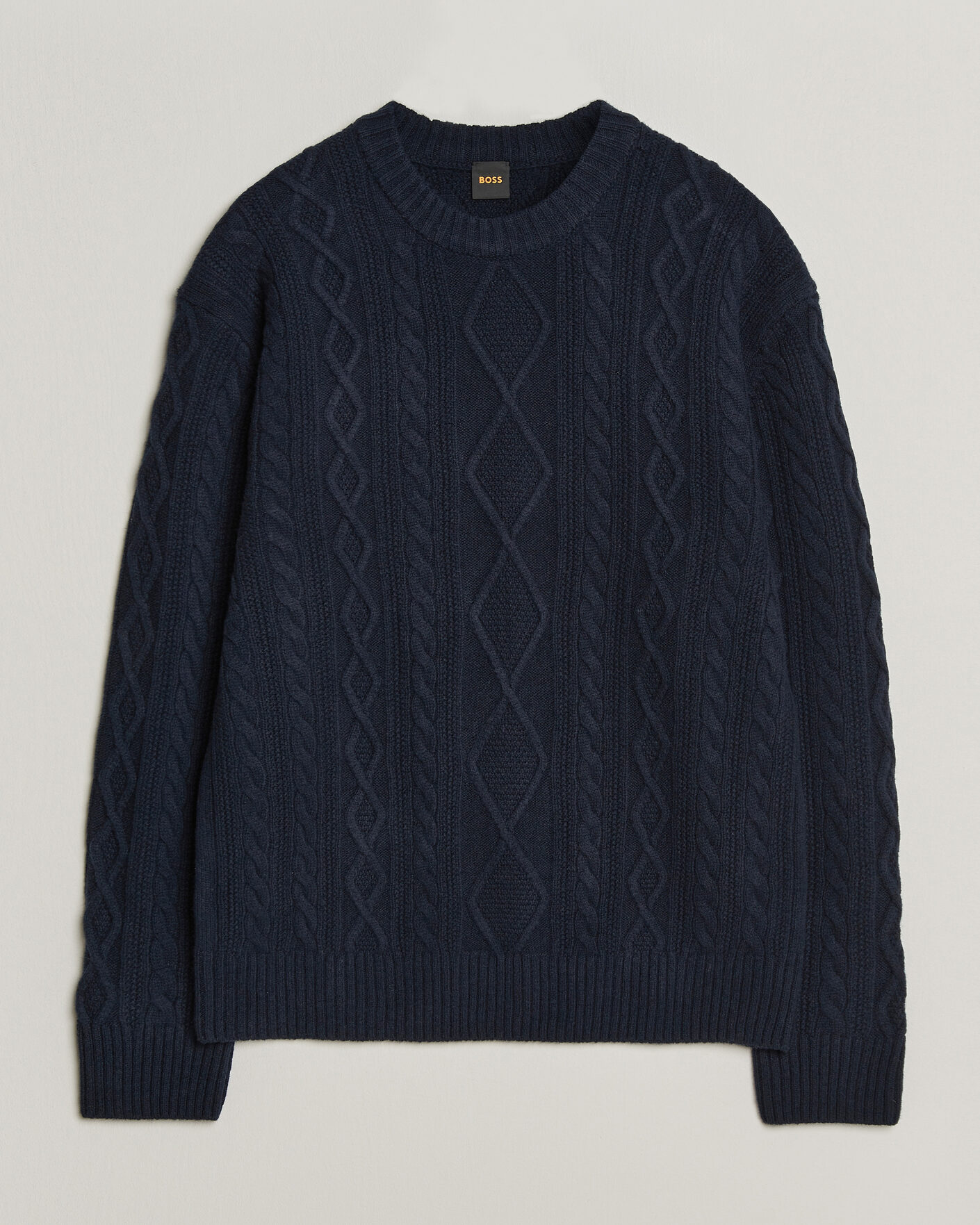 Herre | Trøjer | BOSS ORANGE | Atreccio Wool Structured Knitted Sweater Dark Blue