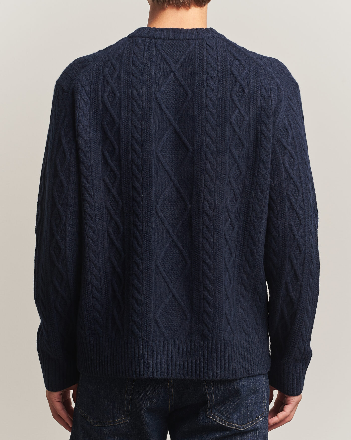 Herre | Trøjer | BOSS ORANGE | Atreccio Wool Structured Knitted Sweater Dark Blue