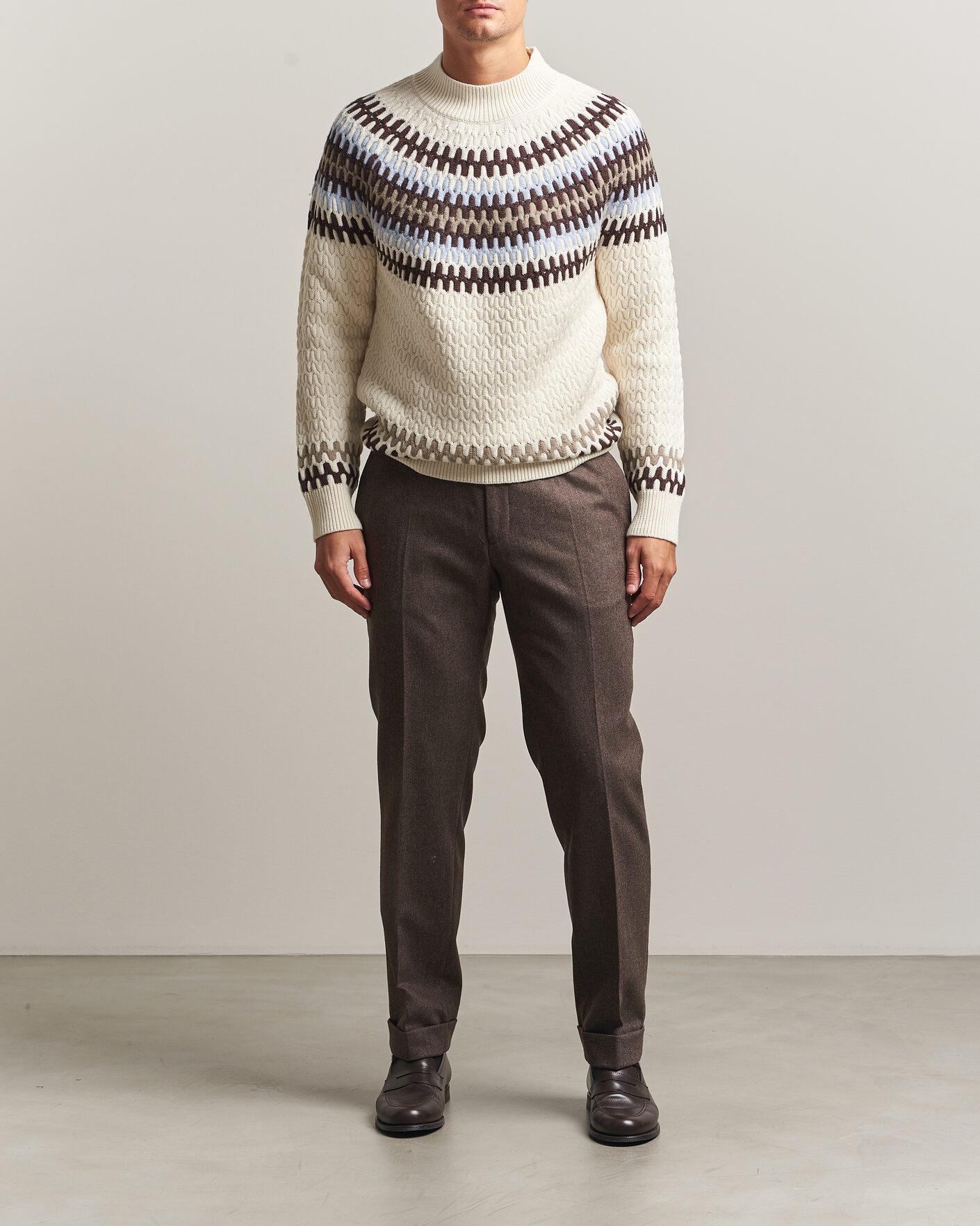 Herre | Trøjer | BOSS BLACK | Fiotto Wool Fairisle Sweater Open White