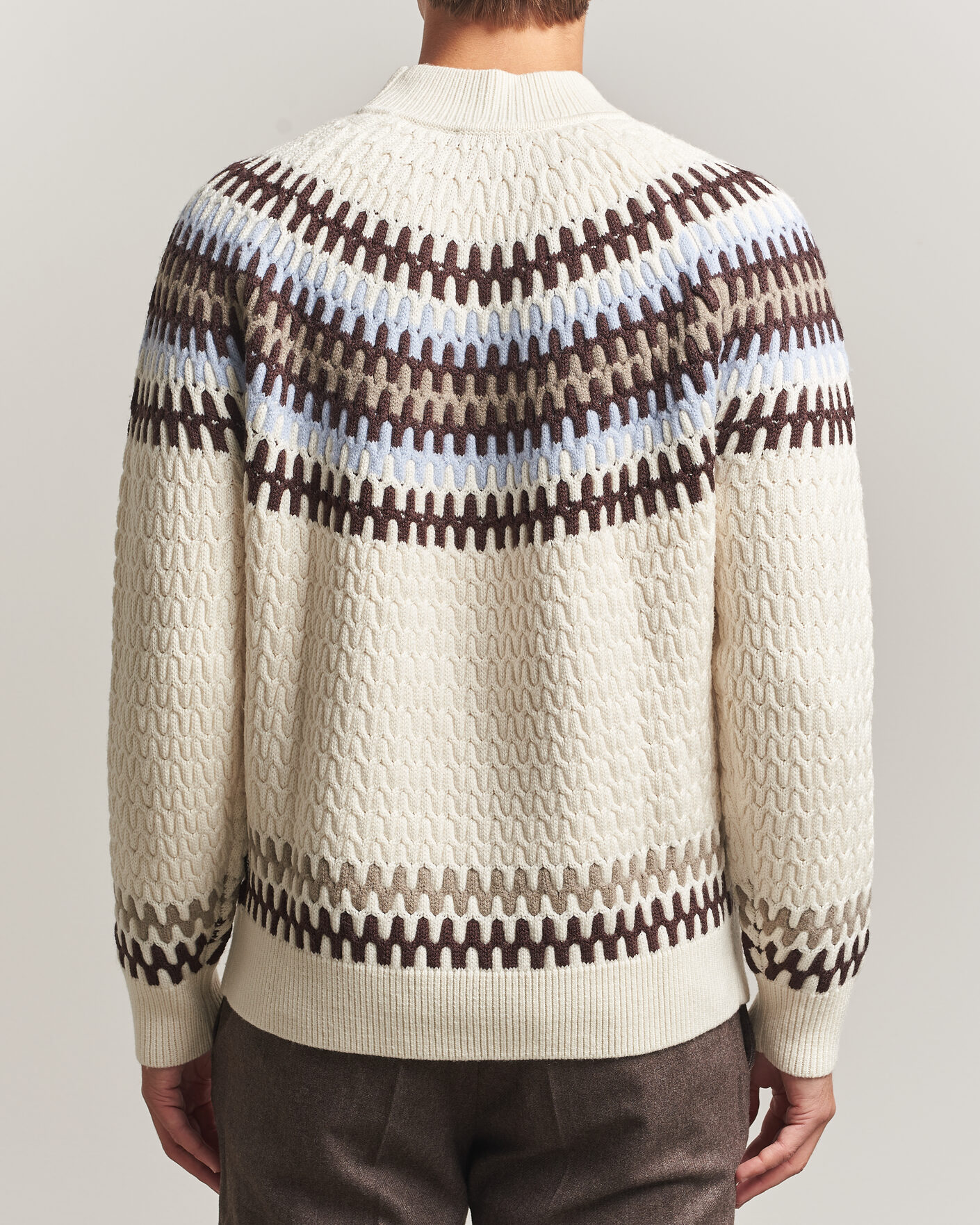Herre | Trøjer | BOSS BLACK | Fiotto Wool Fairisle Sweater Open White
