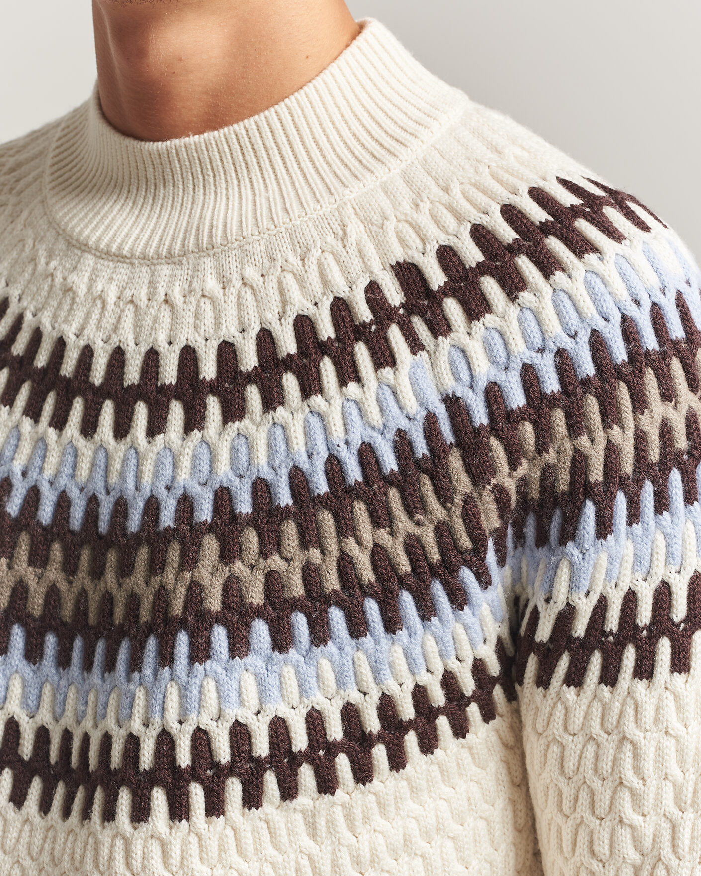 Herre | Trøjer | BOSS BLACK | Fiotto Wool Fairisle Sweater Open White