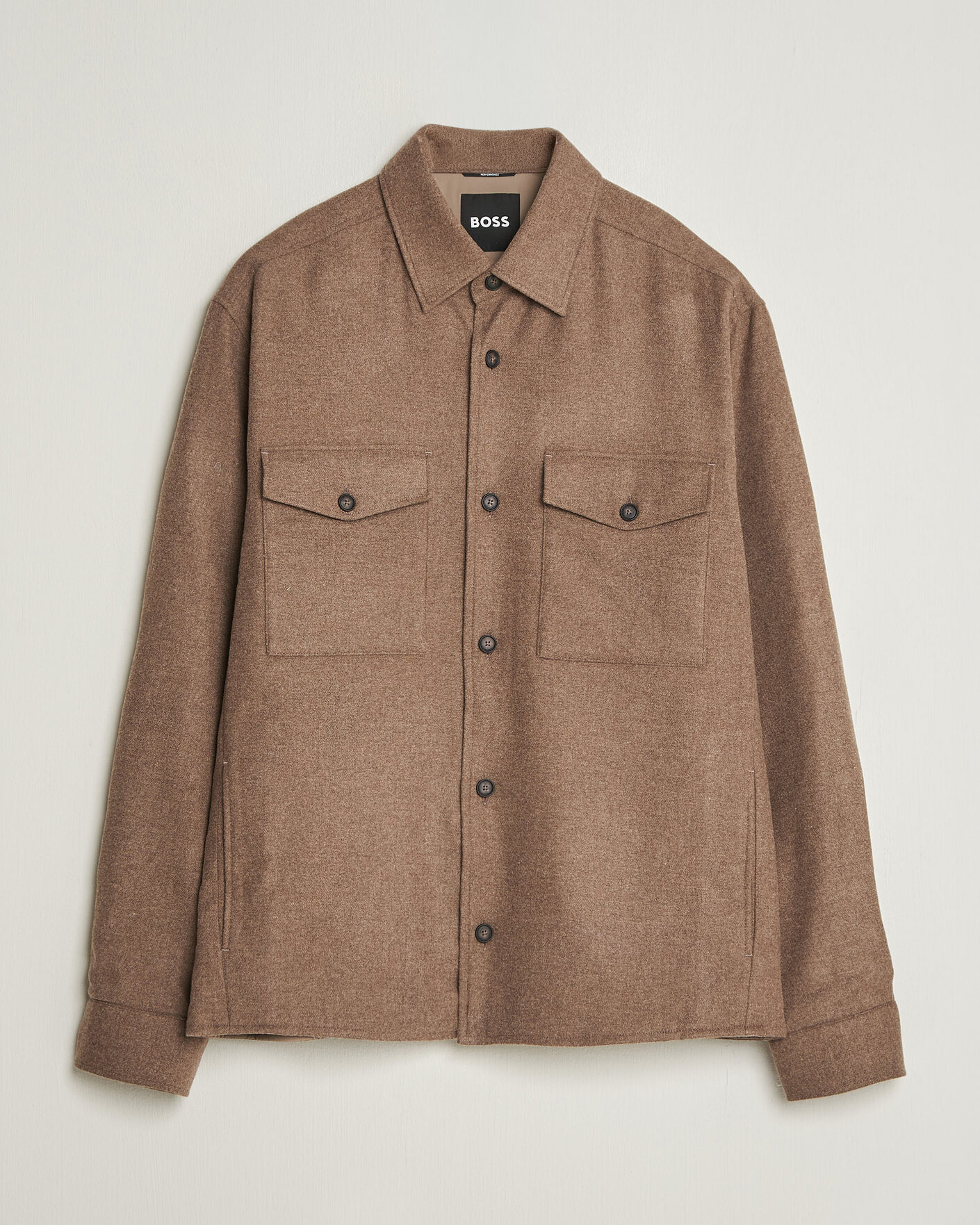 Herre | Skjorter | BOSS BLACK | Colin Brushed Pocket Overshirt Open Brown