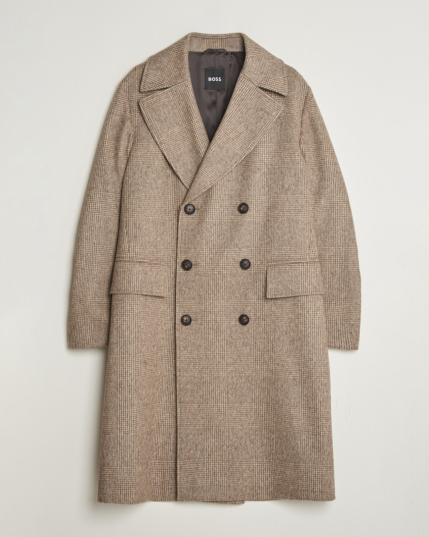 Herre | Jakker | BOSS BLACK | Jared Wool Double Breasted Coat Open Brown