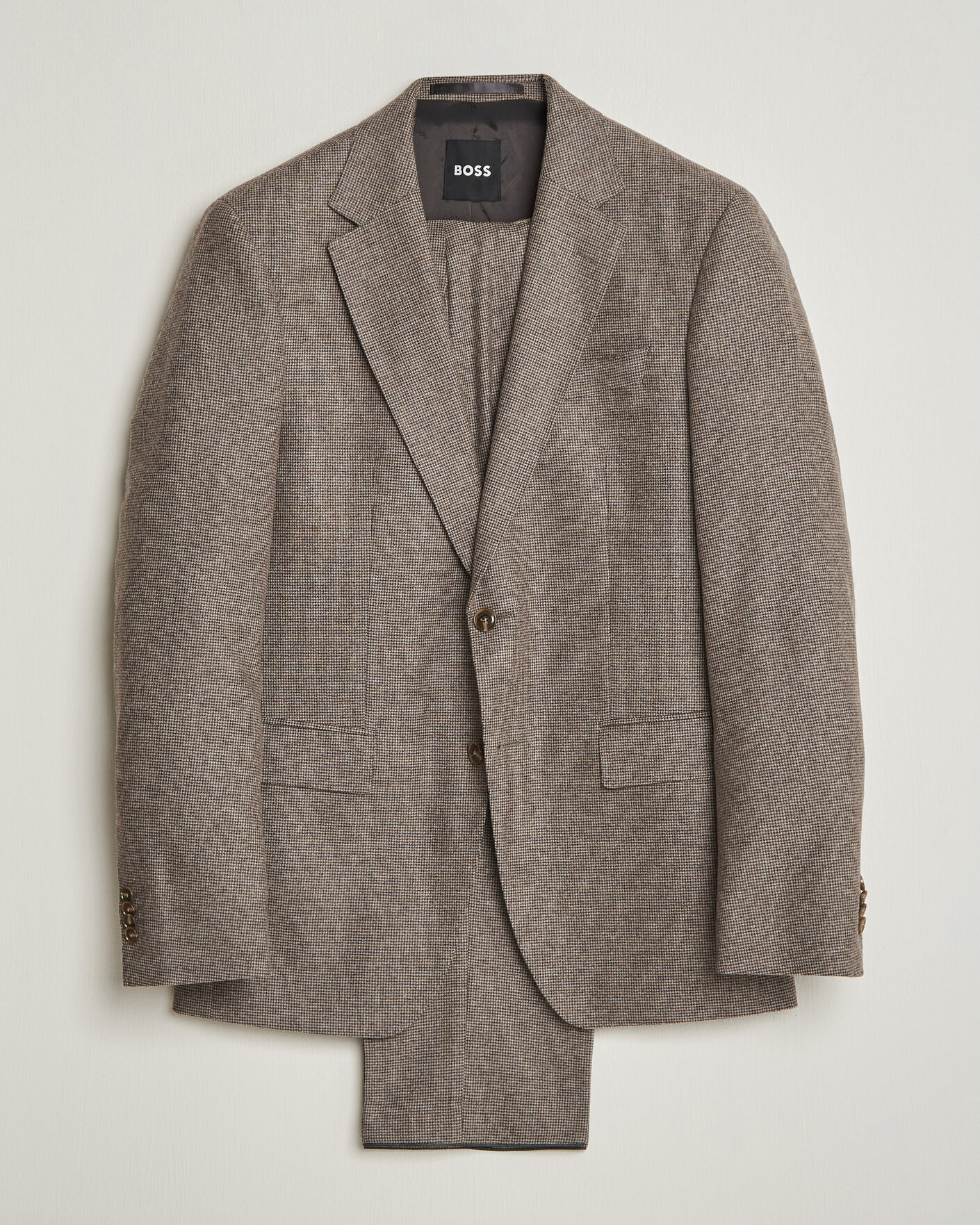 Herre | Jakkesæt | BOSS BLACK | Huge Wool Pepita Suit Dark Brown