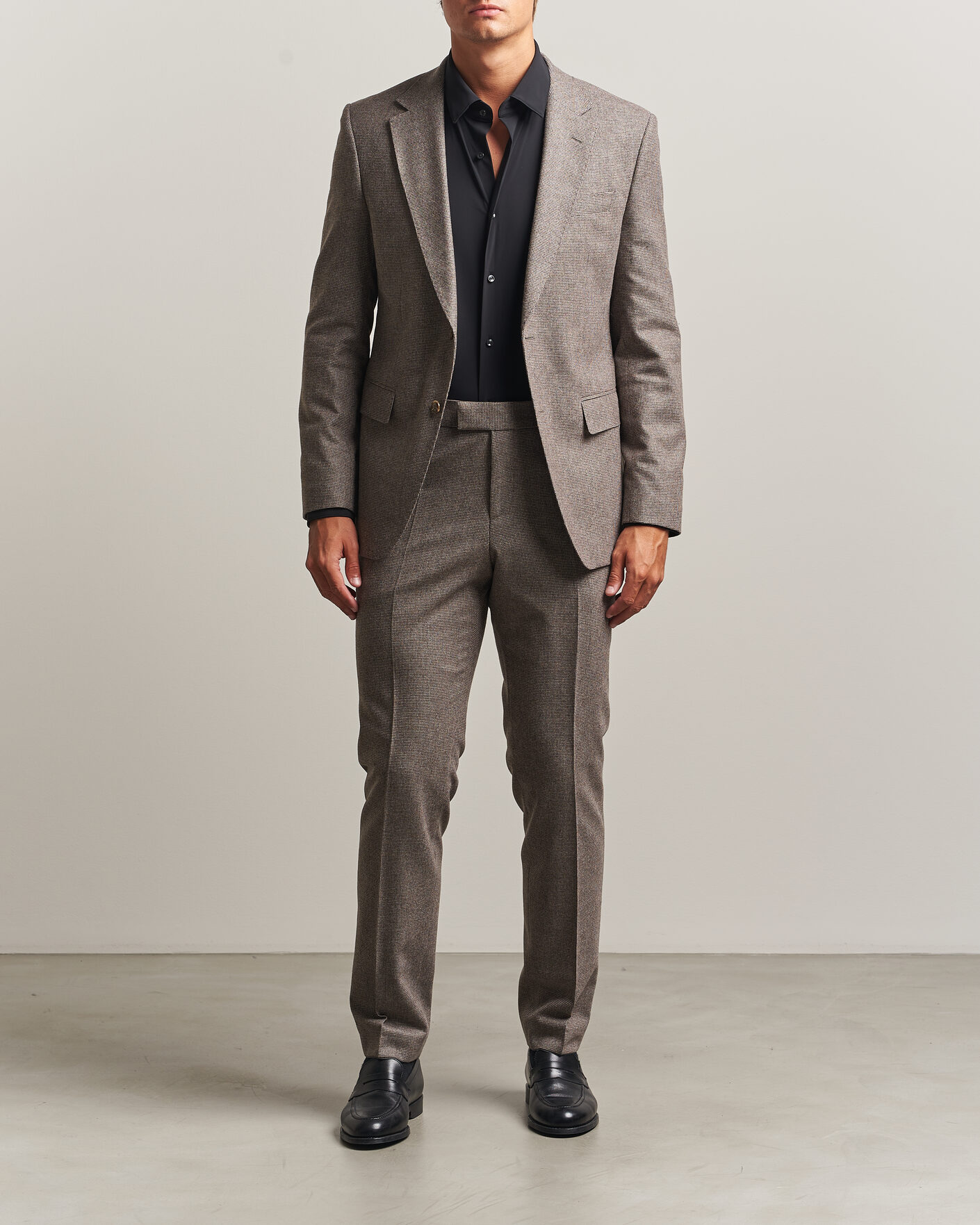 Herre | Jakkesæt | BOSS BLACK | Huge Wool Pepita Suit Dark Brown