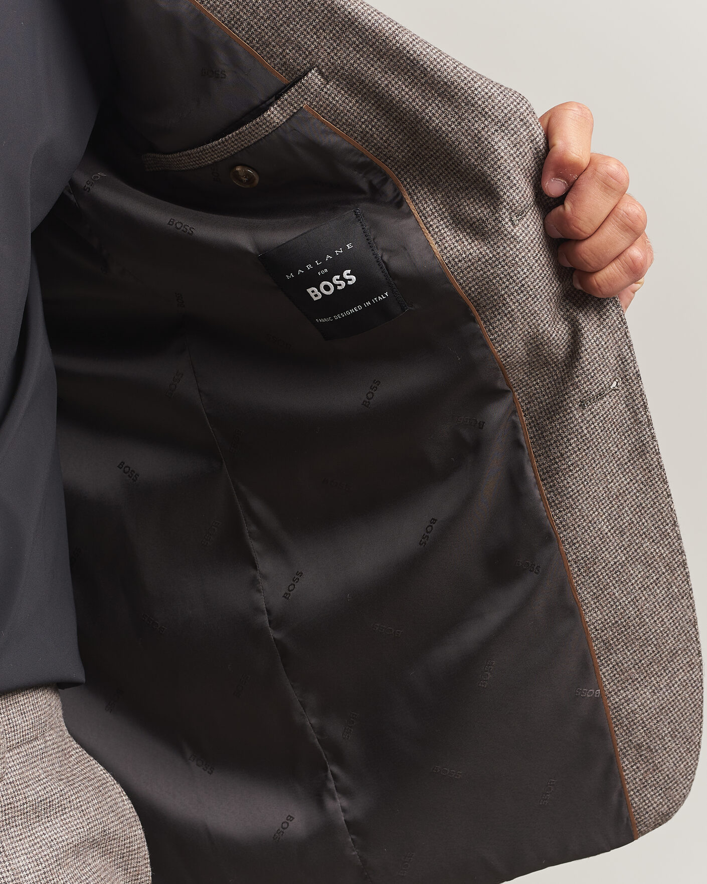 Herre | Jakkesæt | BOSS BLACK | Huge Wool Pepita Suit Dark Brown