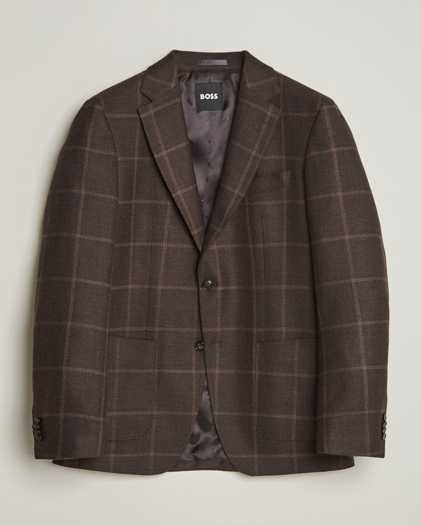 Herre | Blazere & jakker | BOSS BLACK | Hutson Checked Wool Blazer Dark Brown