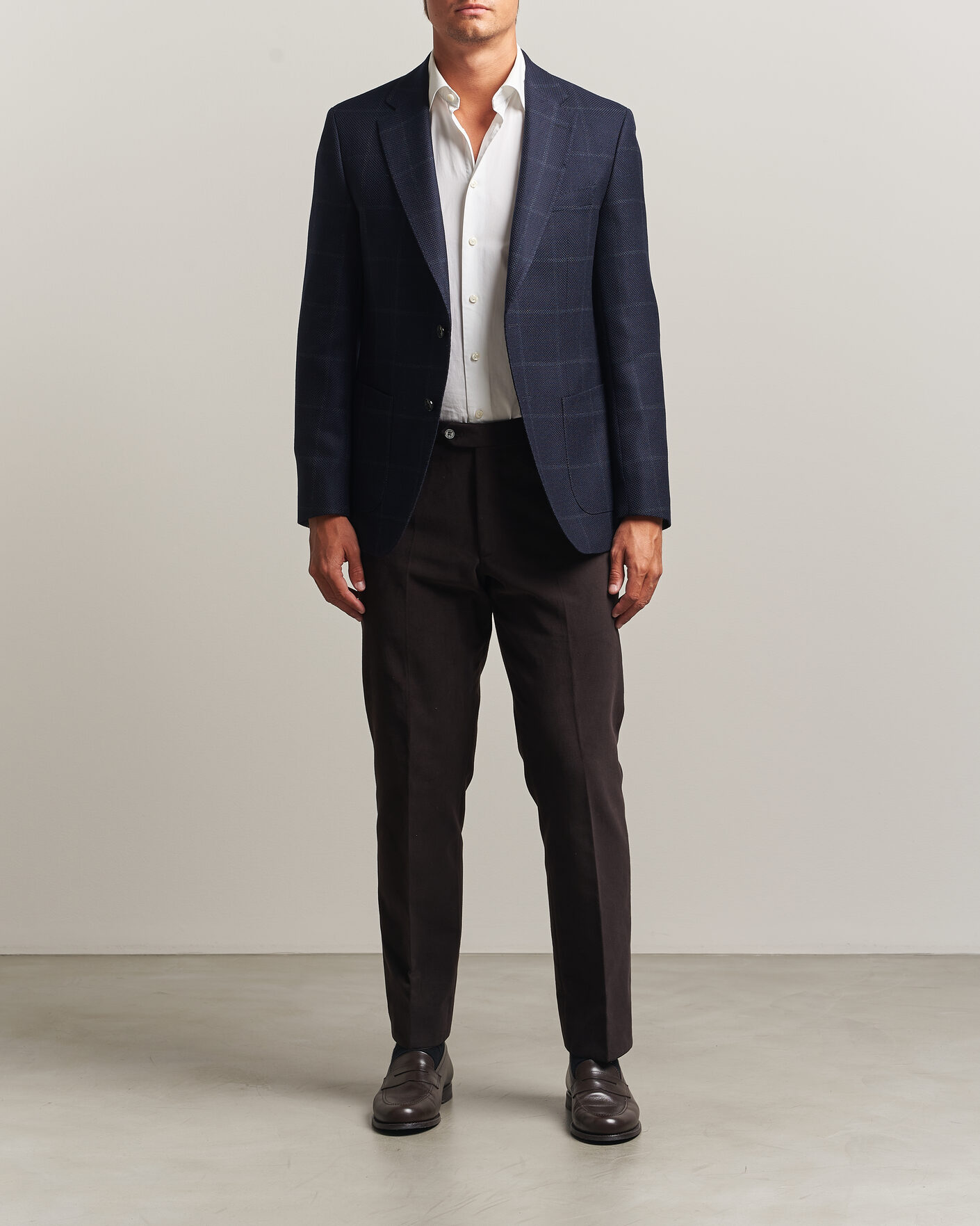 Herre | Blazere & jakker | BOSS BLACK | Hutson Checked Wool Blazer Dark Blue