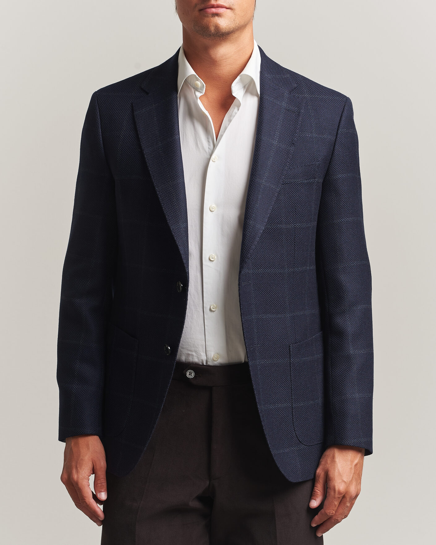 Herre | Blazere & jakker | BOSS BLACK | Hutson Checked Wool Blazer Dark Blue