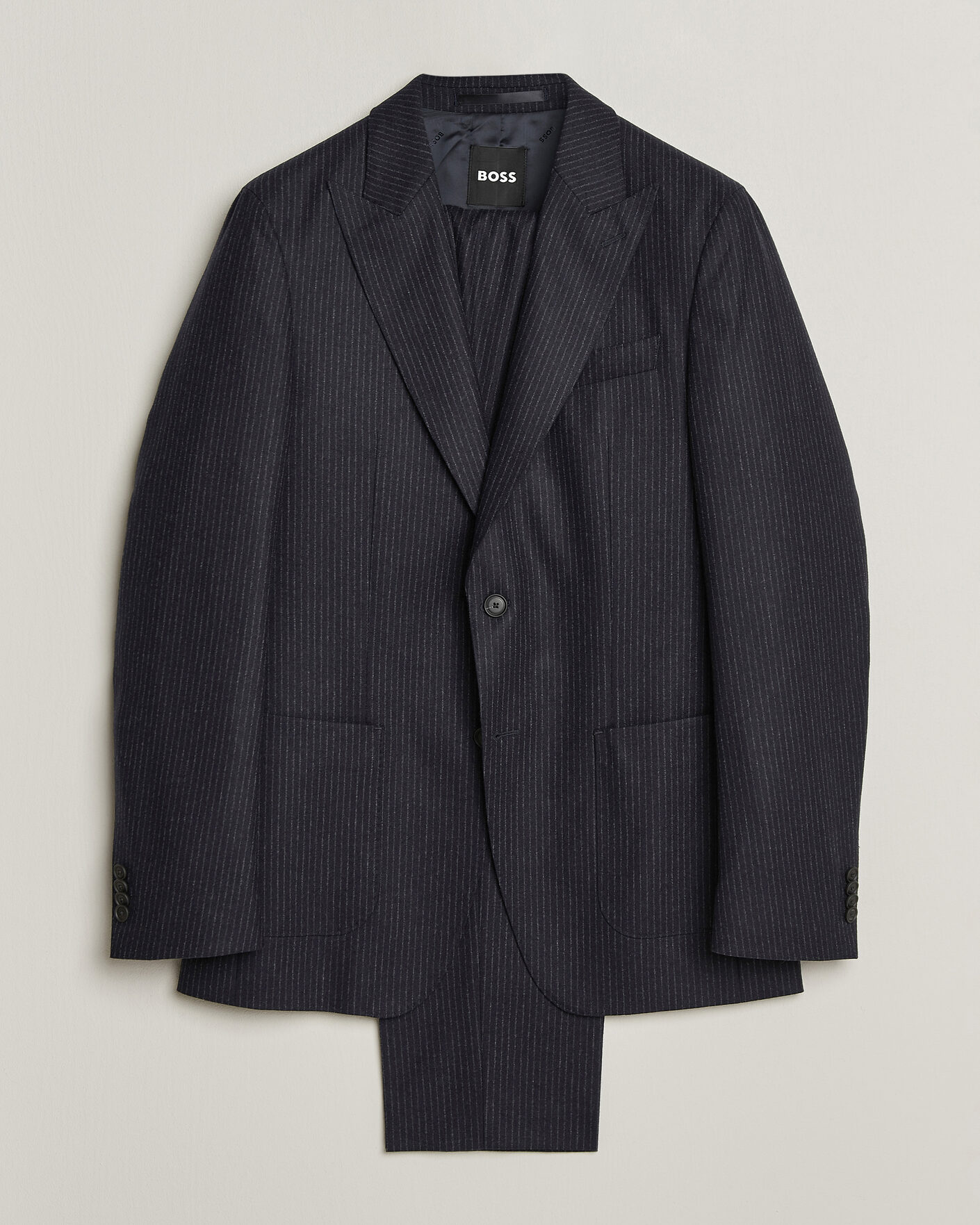 Herre | Jakkesæt | BOSS BLACK | Huge Wool Pinstriped Suit Dark Blue