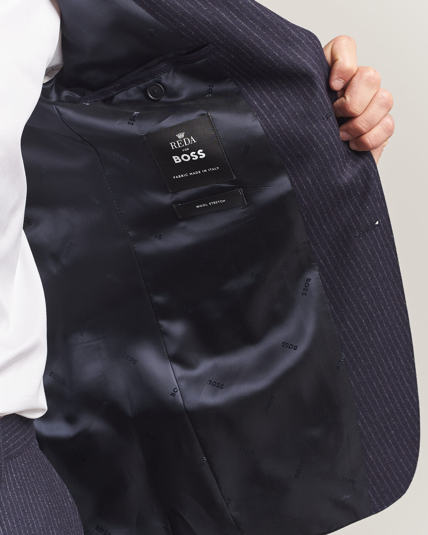 Herre | Jakkesæt | BOSS BLACK | Huge Wool Pinstriped Suit Dark Blue